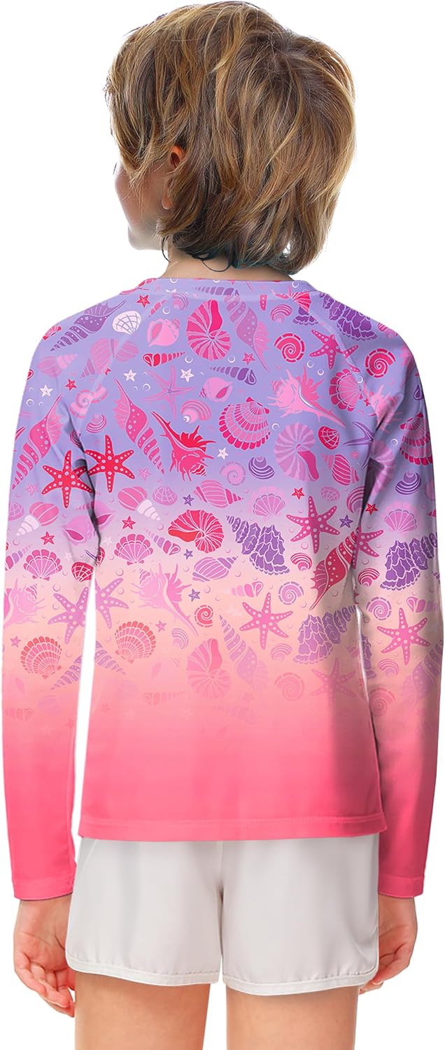 AOBUTE Unisex Kids Rash Guard Long Sleeve SPF 50+ Sun Shirt UV Protection Swim Shirts 3-12 Years