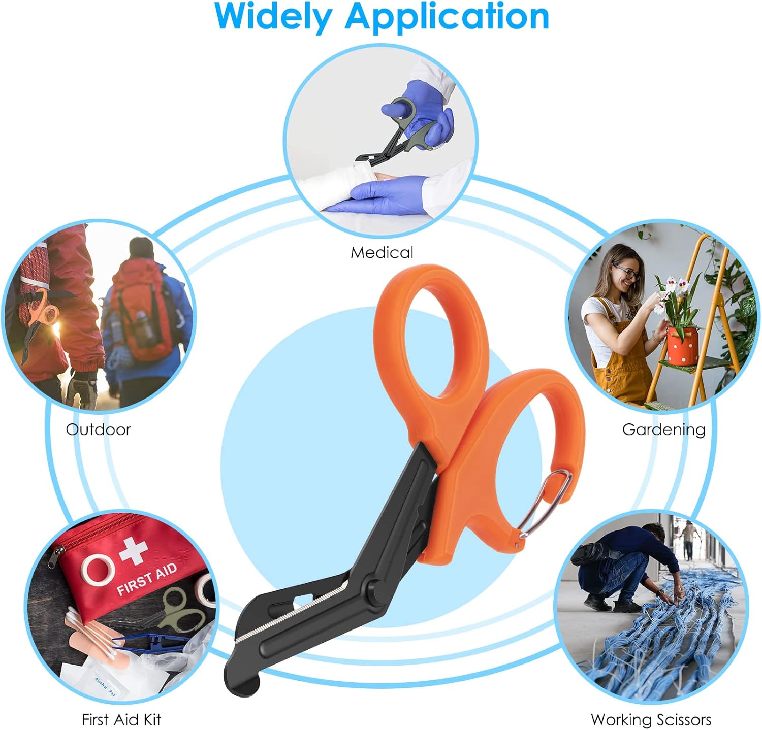MOVOCA 2 Packs Medical Scissors with Carabiner - 7.5" Bandage Scissors Trauma Shears, Fluoride Coated Non-stick Blades Stainless Steel EMT Shears for Doctor, Nurses, Nursing Students, EMT, EMS : Industrial & Scientific