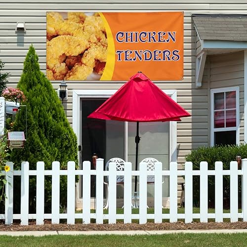 Miniatura 3 de Vinyl Banner Multiple Sizes Chicken Tenders Advertising Printing D Restaurant & Food Outdoor Weatherproof Industrial Yard Signs Orange 4 Grommets