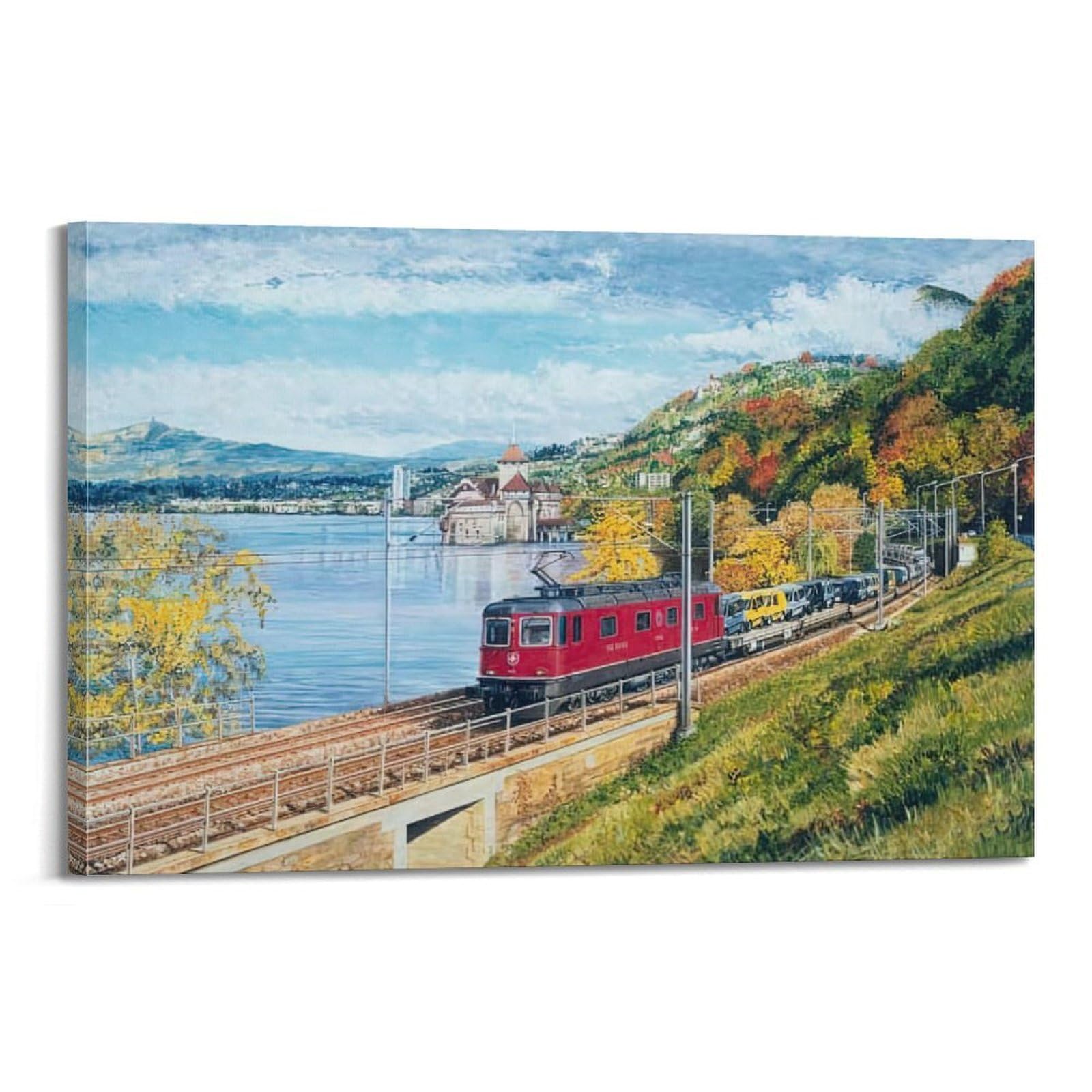 ZSZWHJ Vintage Transport Art Poster Railway Line Poster Decorative Painting Canvas Wall Posters And Art Picture Print Modern Family Bedroom Decor Posters 16x24inch(40x60cm)