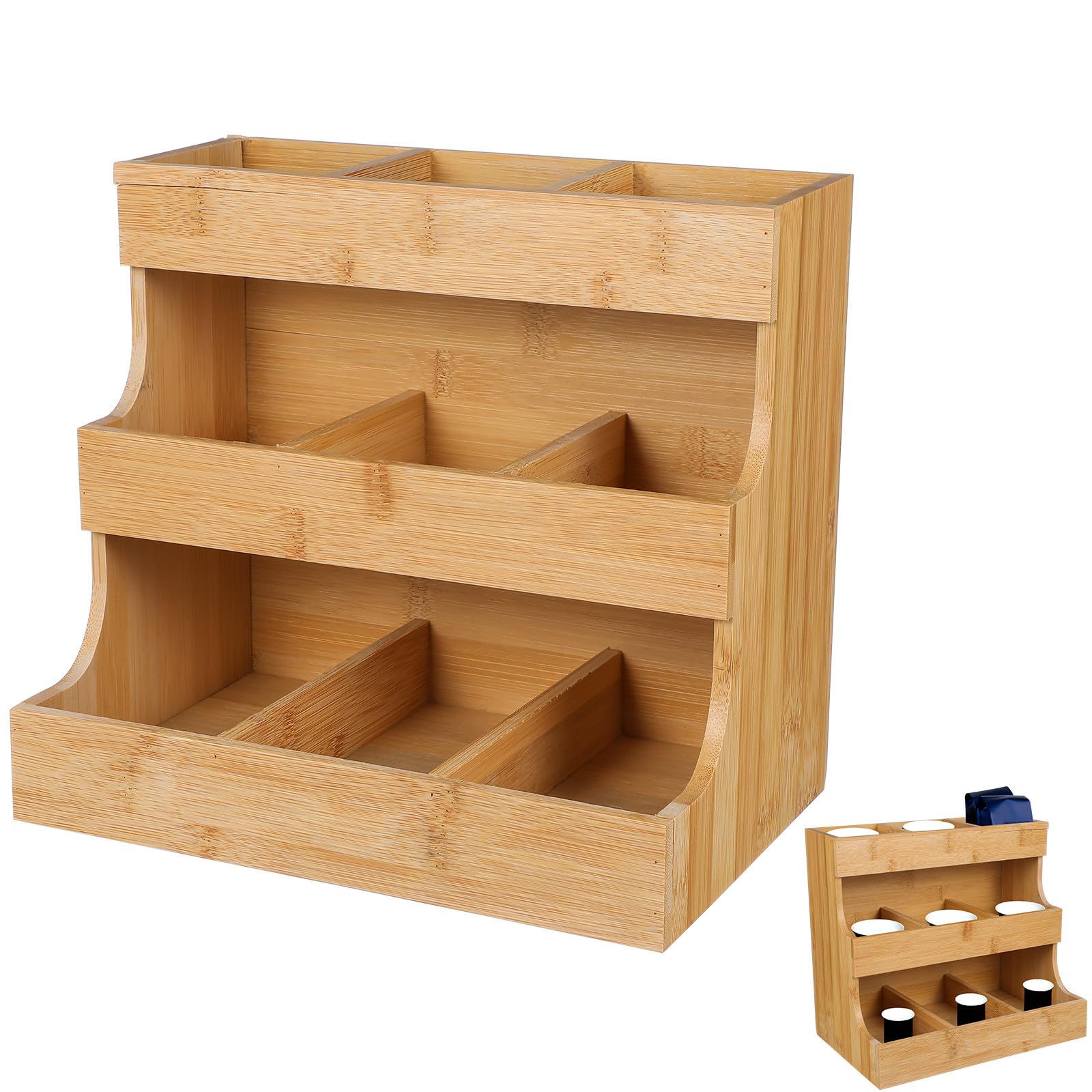 iplusmile Organizador de Madera para Bolsitas de Té Café y Azúcar Estante de Almacenamiento Elegante y Práctico para Oficina y Cocina