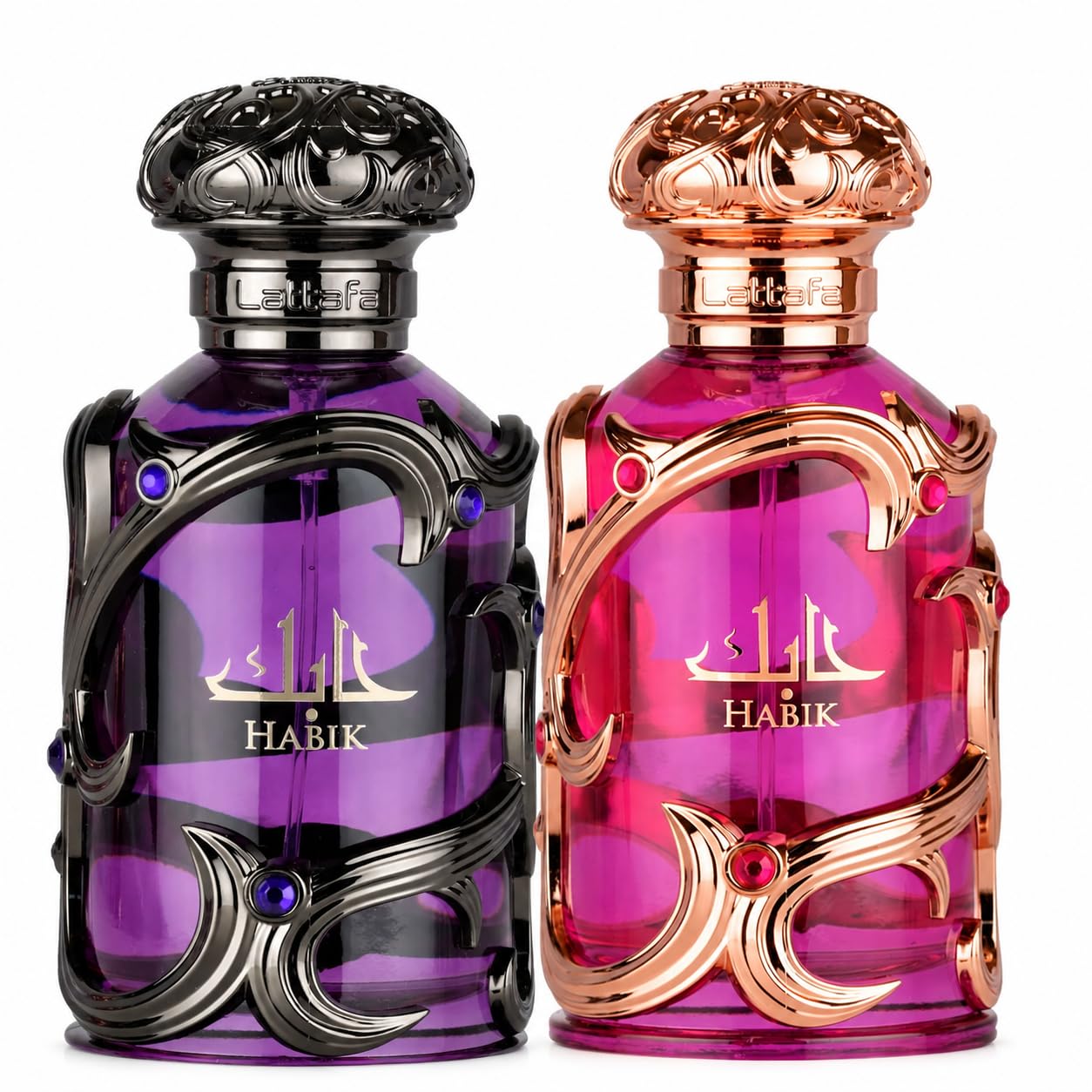 Lattafa Habik & Habik for Women Eau de Parfum Bundle – 2 x 100ml Fragrance Set – Unisex & Women's EDP Collection – Long-Lasting Woody, Musky, Floral & Fruity Perfume Spray