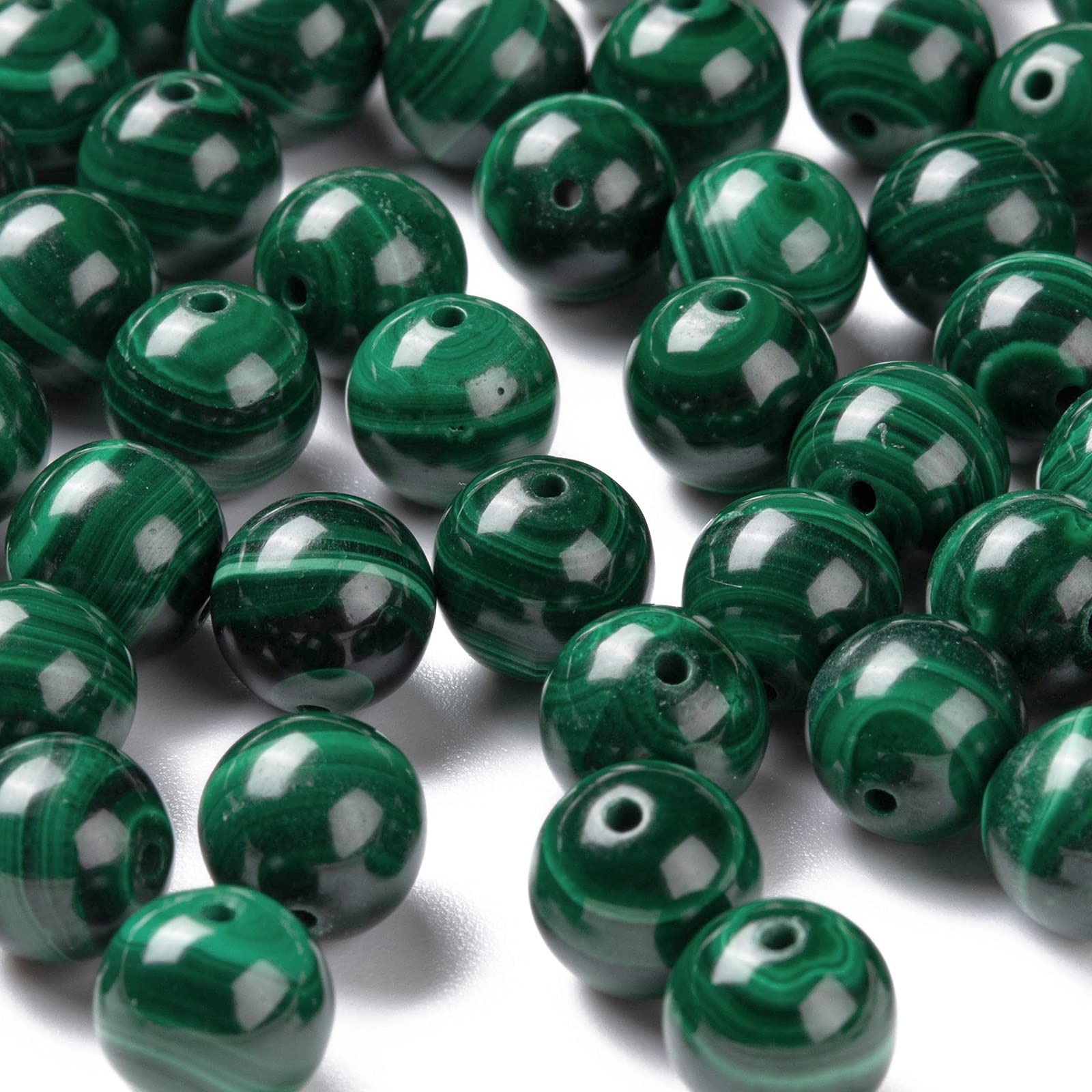 BEEFLYING 100 pz 8mm Malachite Naturale Perline Rotonde Lucido Perline di Pietre Preziose Sciolte per Orecchini Braccialetto Fai Da Te Collana Kit di Gioielli Che Fanno