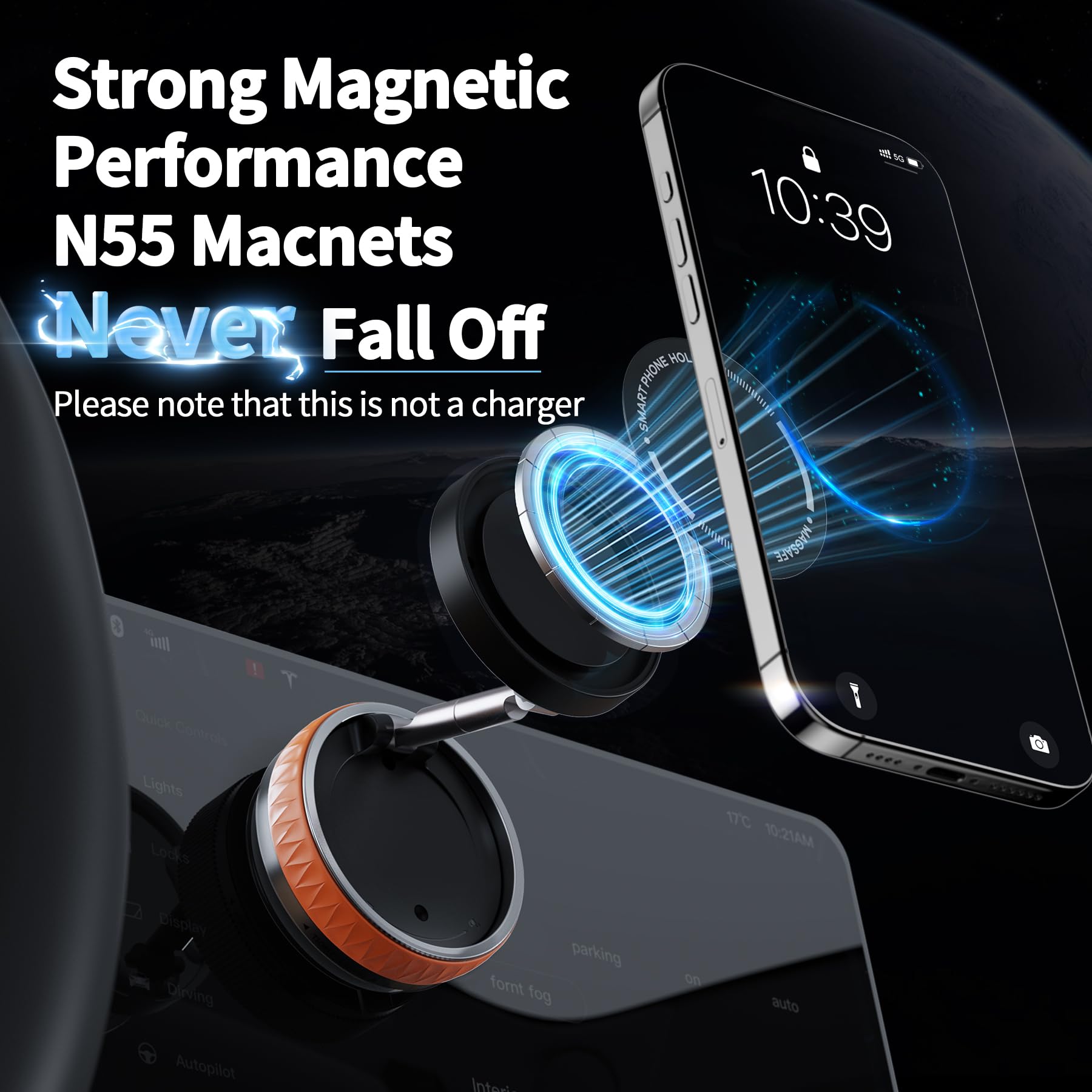 Magnetyczny uchwyt samochodowy z przyssawką próżniową, regulowany 360°, składany uchwyt, stojak na telefon do samochodu, siłowni, podróży, działa na gładkich powierzchniach, uniwersalny do