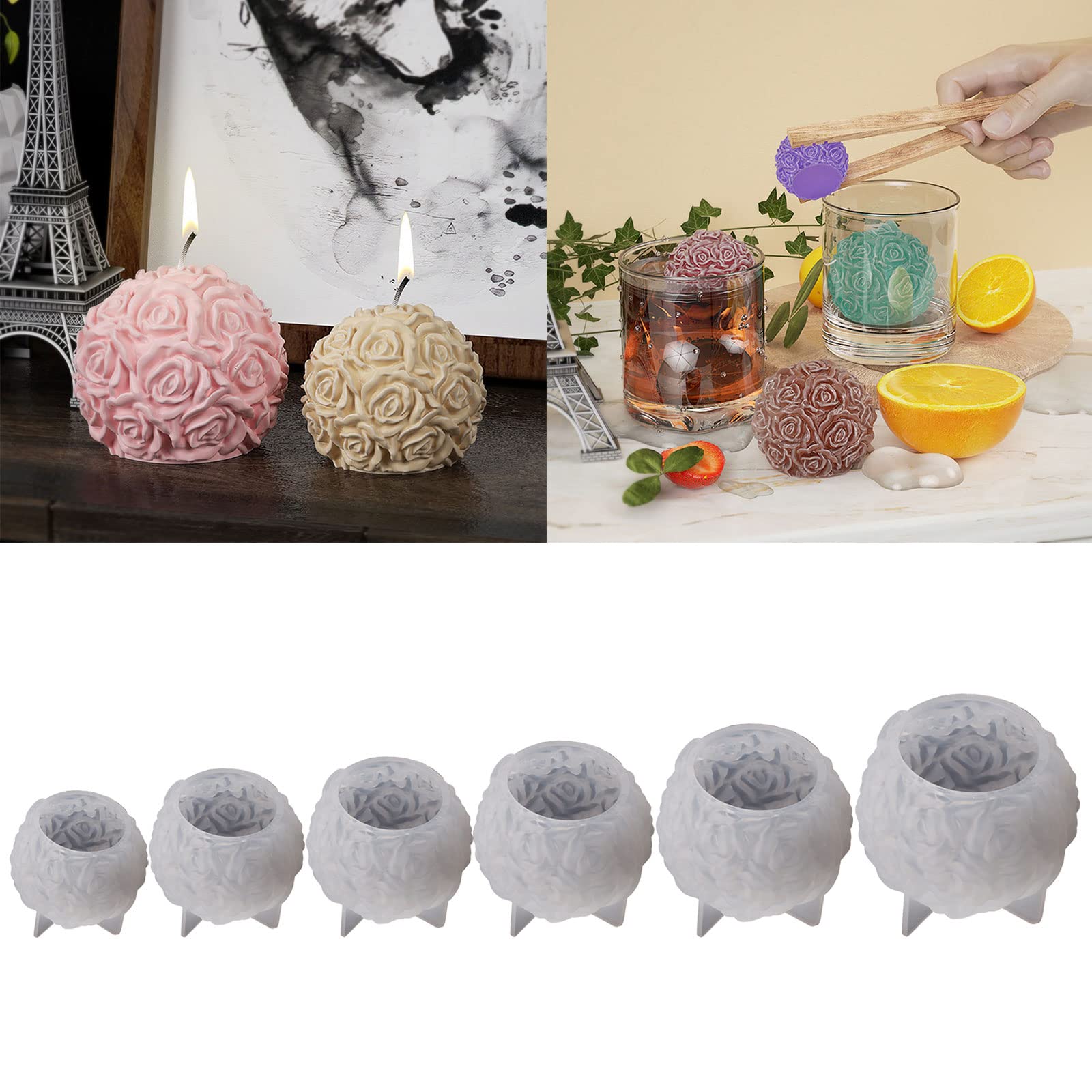 Stampi In Silicone Per Candele A Forma Di Rosa - Kit Con 2 Stampi E Coltello Per Sformatura - Foto 4