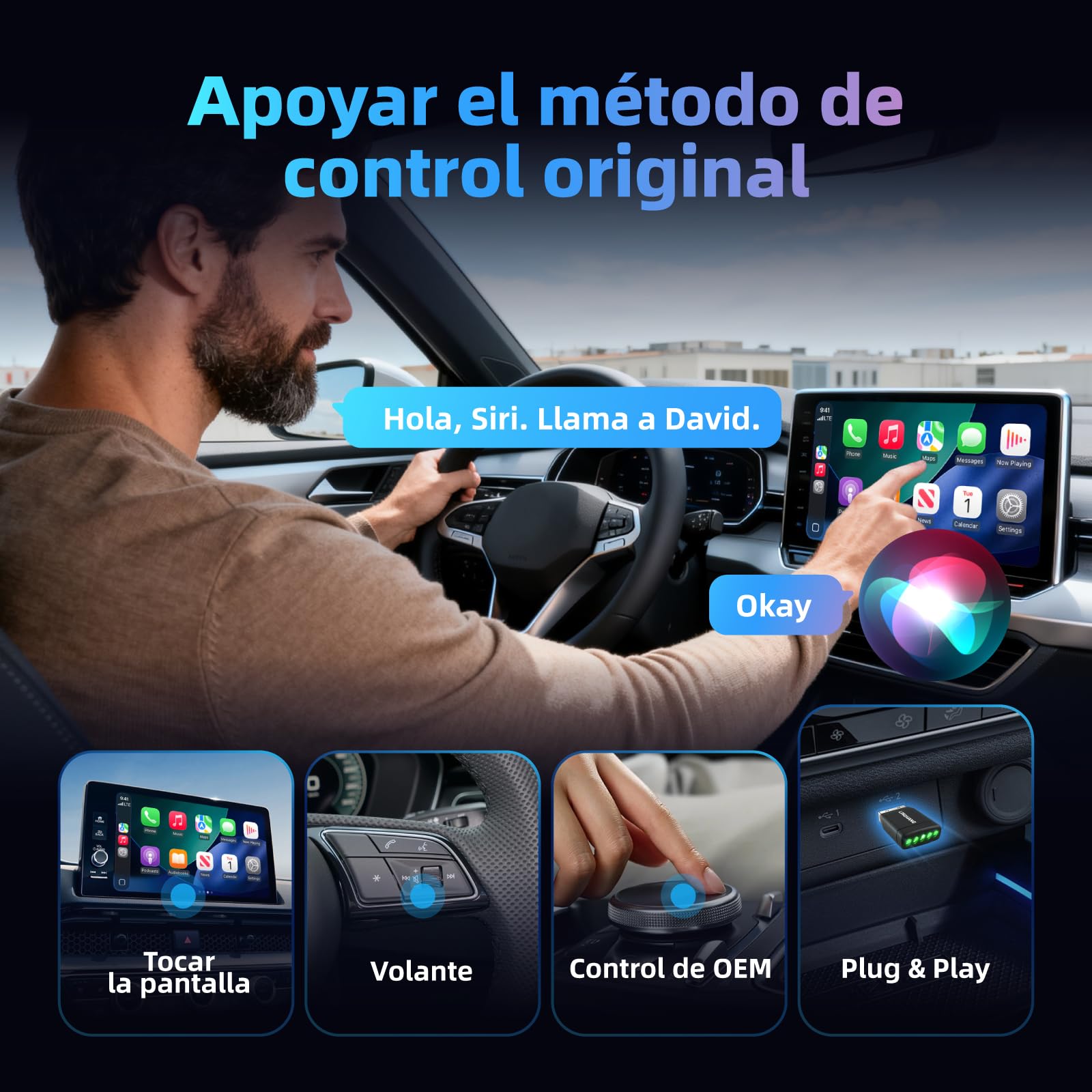 LINGHUANG Adaptador Carplay Inalambrico & Mini Adaptador Android Auto Inalambrico, Convierte de Cableado a Inalámbrico, Plug & Play, Conexión Rápida y Estable, Compatible con iOS 10+ & Android 11+