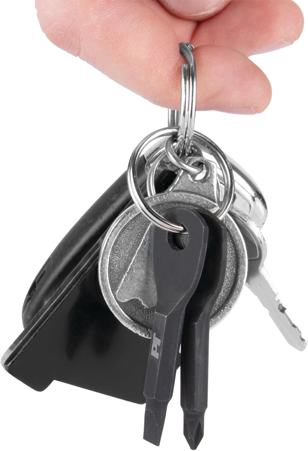 Performance Tool 20234 Steel Keychain Screwdriver Set with Phillips and Slotted Keys, Black Powder Coated for Durability and Style
