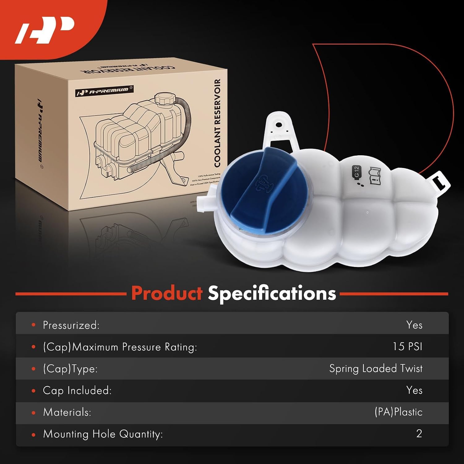 A-Premium Engine Coolant Overflow Recovery Reservoir Tank [with Cap & Sensor] Compatible with Audi A4 2019-2020, A4 Quattro 2019-2020, A4 allroad 2019-2020, A5 Quattro 2018-2020, Petrol
