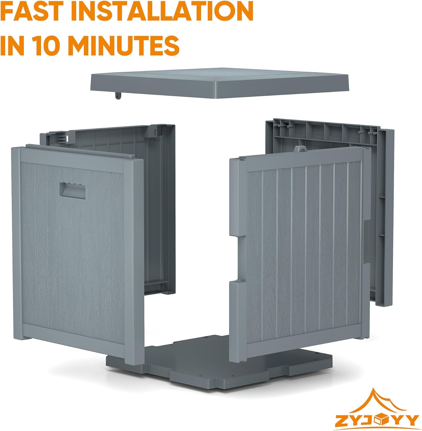 ZYJOYY 51 Gallon Resin Deck Box, Outdoor Storage Box Waterproof for Patio, Garden, Pool, and Deck, Storage Solution for Cushions, Tools, Delivery Packages, Grey - Image 5