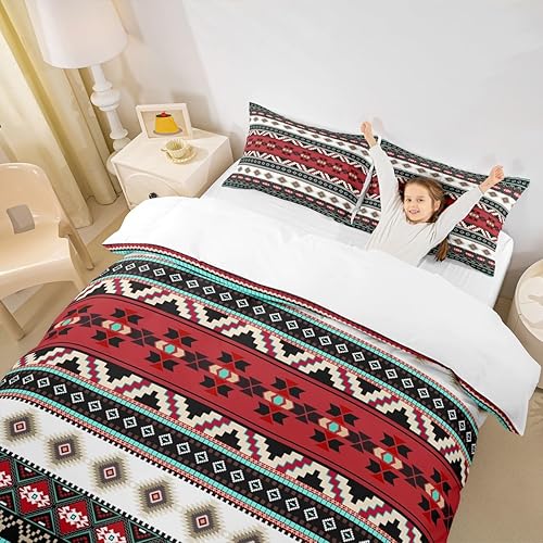 Miniatura 5 de Funda de edredón azteca marrón, juego de ropa de cama bohemio occidental para niños, niñas, adolescentes, bohemio, exótico, indio, funda de edredón