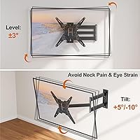 Vista 4 de ELIVED Soporte de TV de brazo largo de 31.3 pulgadas para la mayoría de televisores de 32 a 65 pulgadas, soporte de pared de TV con giro e