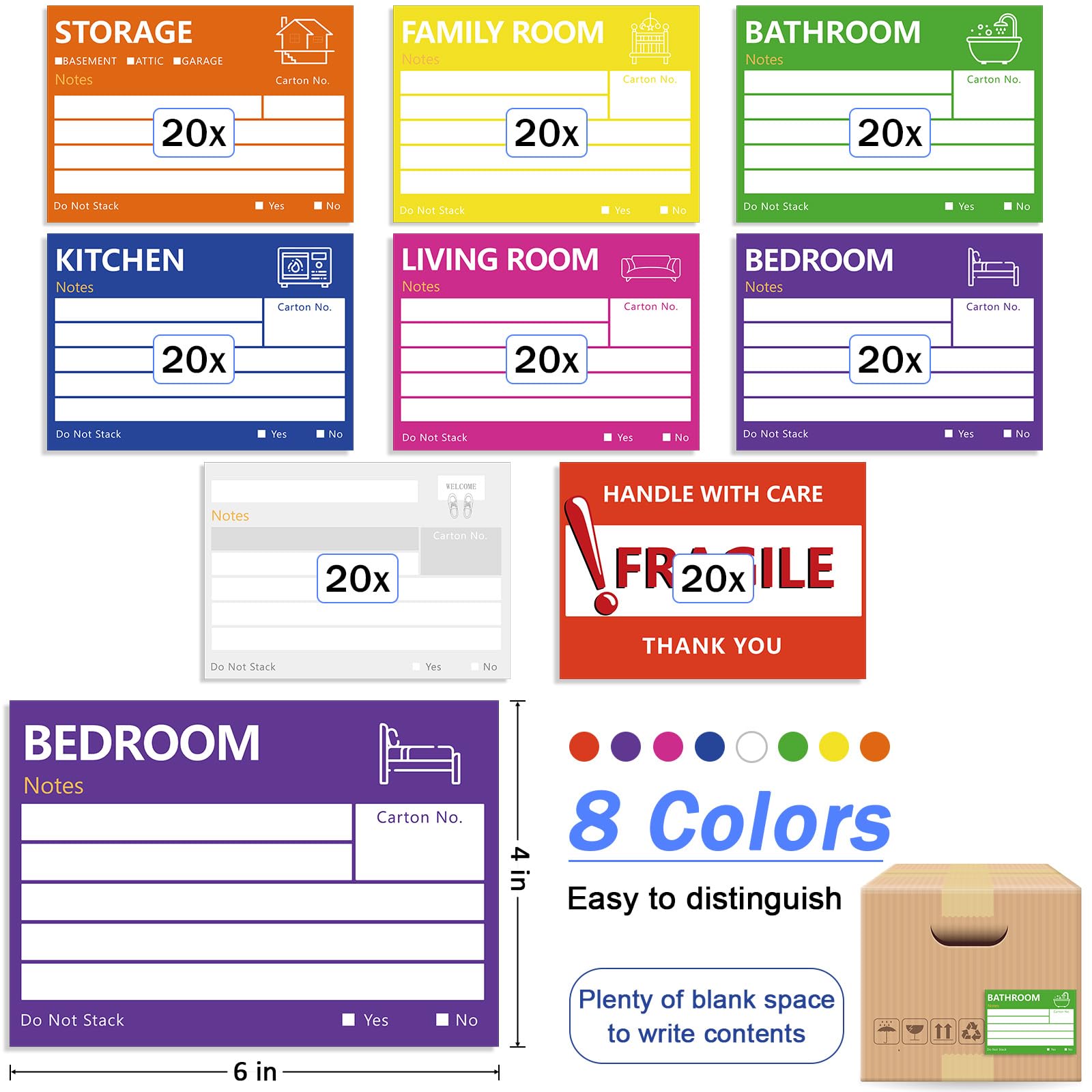 Amazon.com : 6 x 4 in Large Moving Labels for Boxes, Home Moving Packing Color Coded Stickers Supplies Labels with Writable Notes Areas, Fragile Blank Moving Boxes Stickers 160pcs : Office Products amazon-com-6-x-4-in-large-moving-labels-for-boxes-home-moving-packing-color-coded-stickers-supplies-labels-with-writable-notes-areas-fragile-blank-moving-boxes-stickers-160pcs-office-products