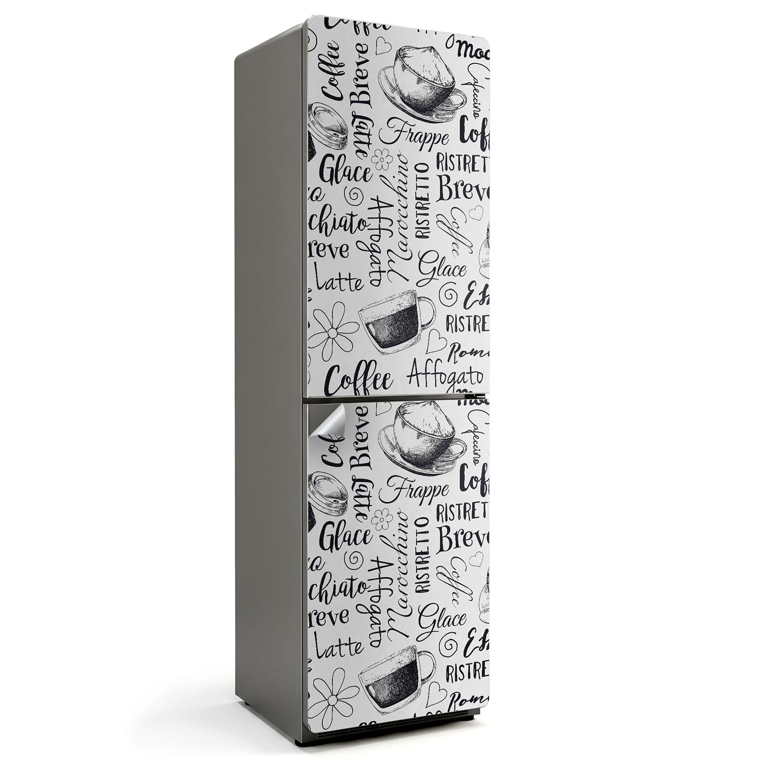 Sticker frigo 60x205 cm avec motif tasses de café pour relooker la cuisine