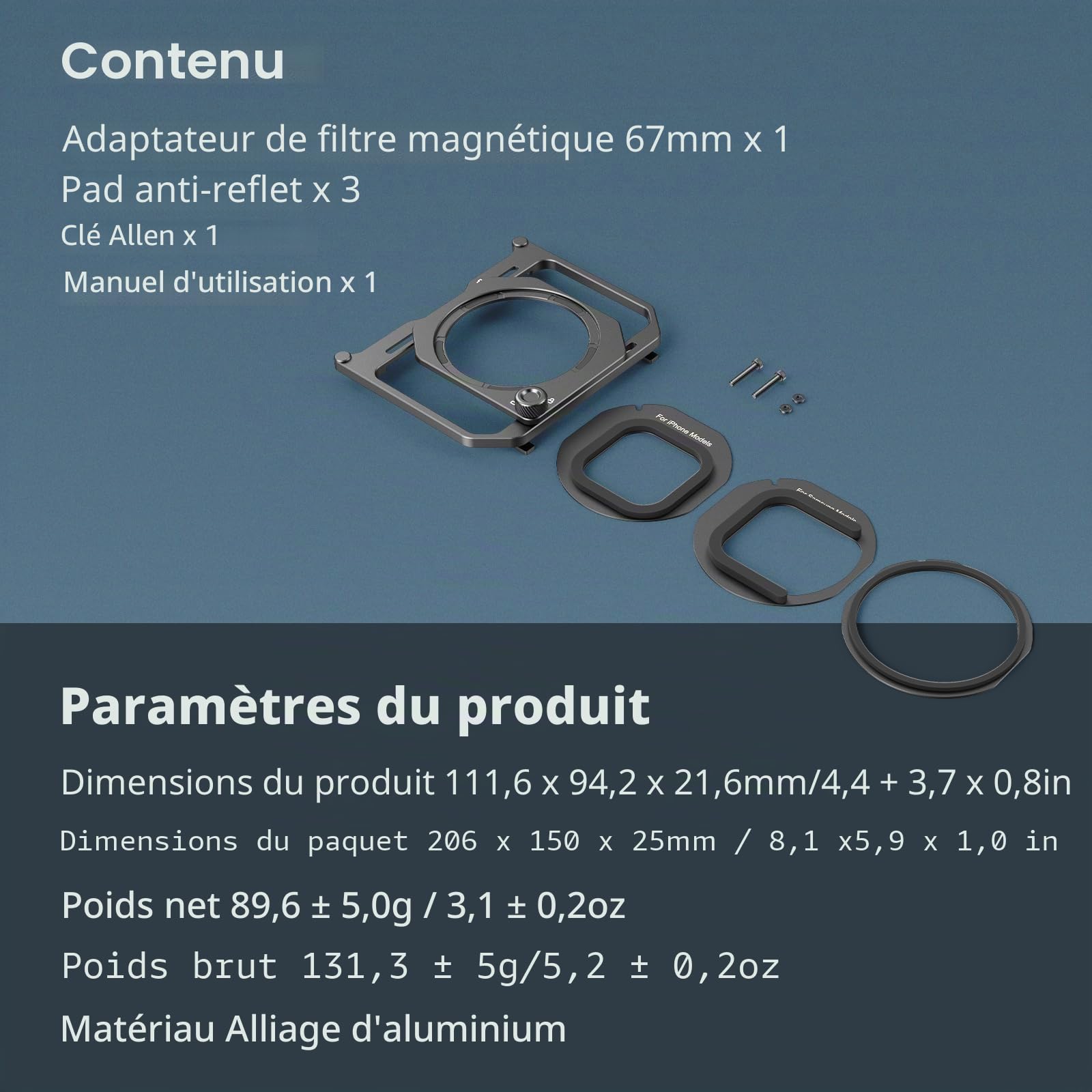 SMALLRIG 67 mm Adaptateur de Filtre Magnétique pour Cage Vidéo Mobile Universelle, Attraction Magnétique Bidirectionnelle Puissante, pour Cage de Téléphone Magnétique SMALLRIG 4299B - 4843