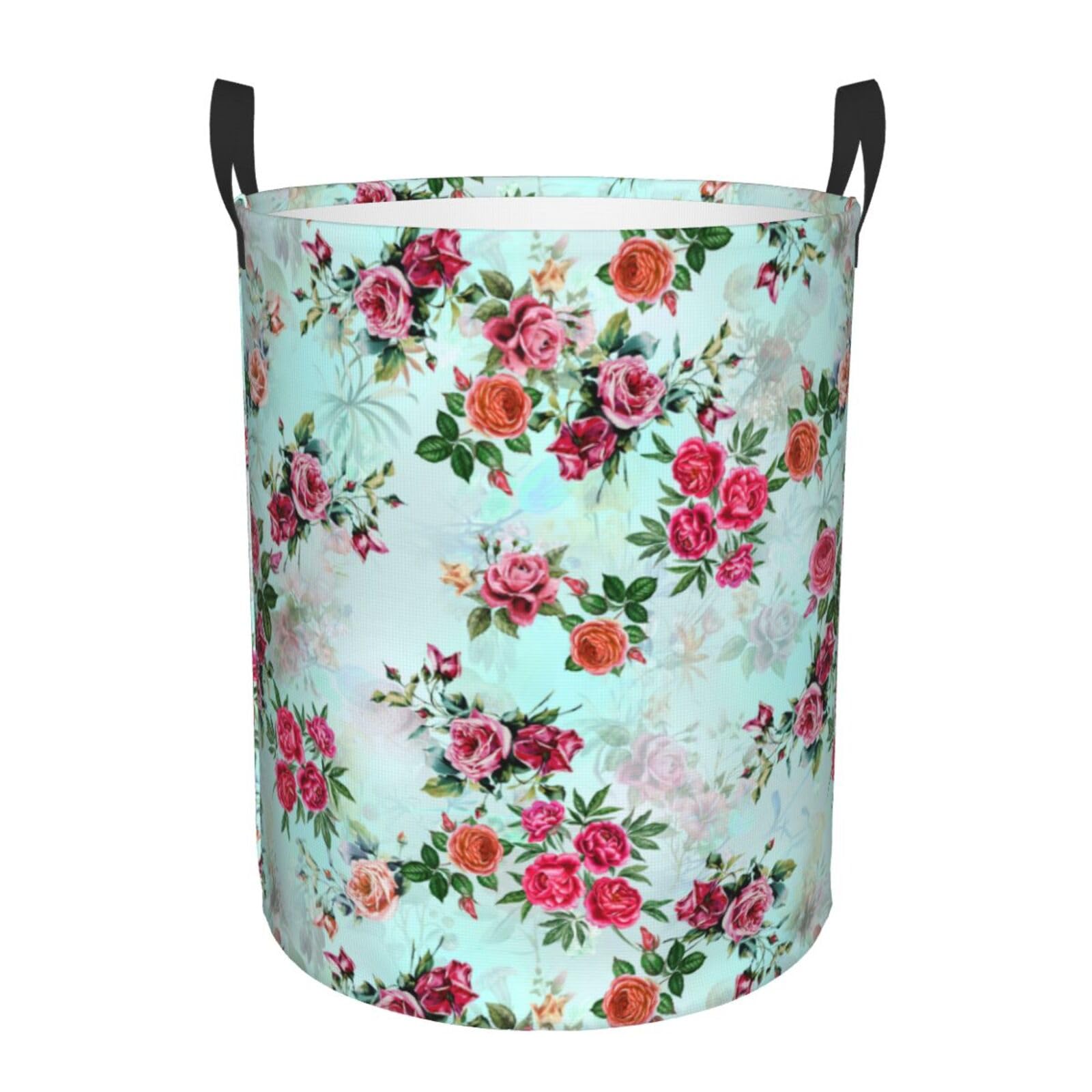 Laundry Basket Watercolor Flower Laundry Hamper Waterproof Idea Hampers Large Collapsible Baskets with Handle Suitable for Bedroom Bathroom Utility Room Kitchen
