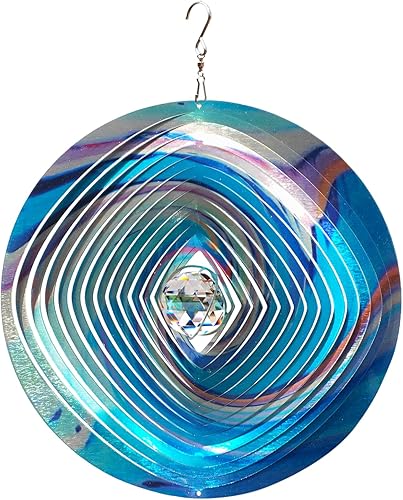 Vista 16 de FONMY Molinillo de viento con diseño de mandala y cielo estrellado de acero inoxidable 3D de 12 pulgadas, corte láser, arte de metal