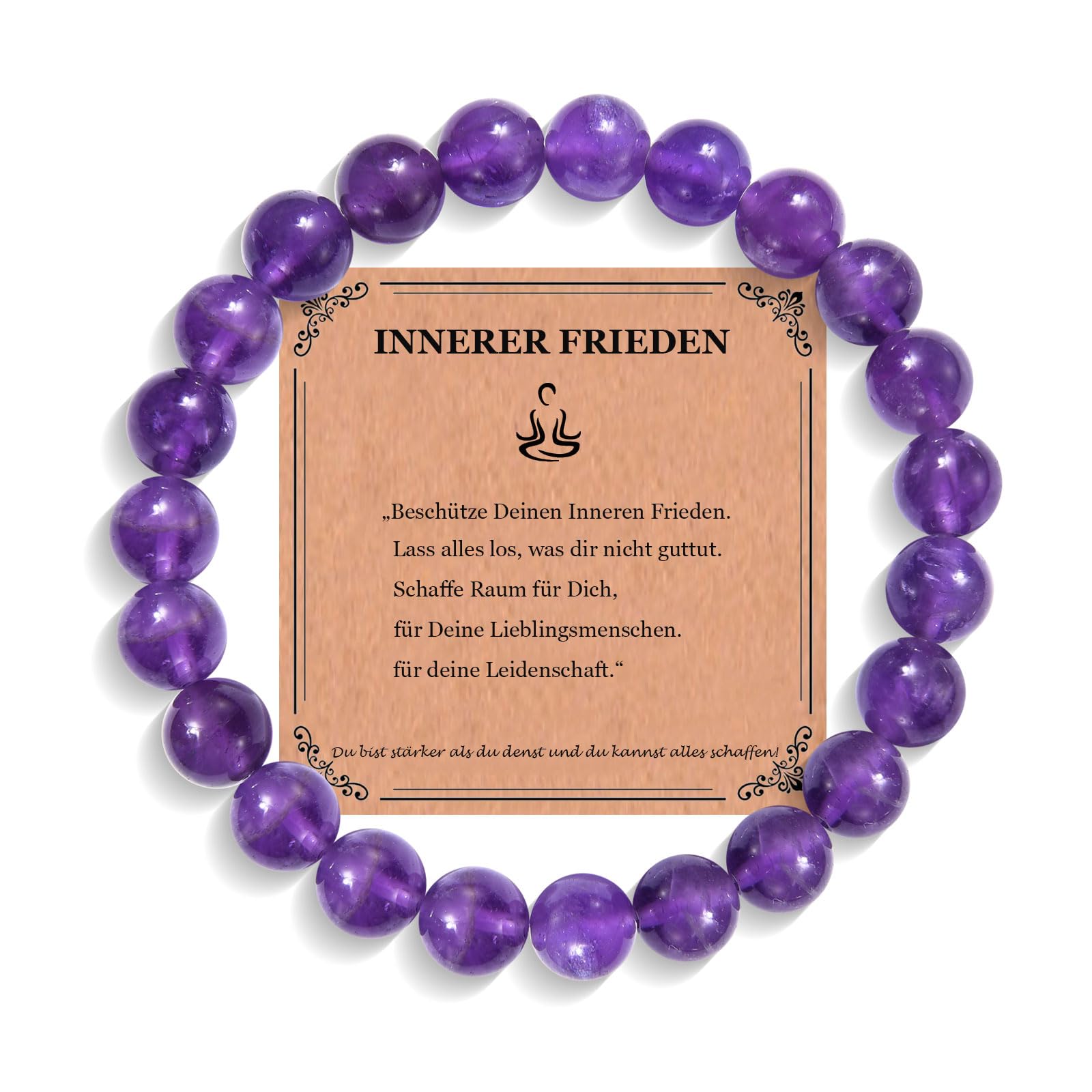 JEWTOP Naturstein Perlen Armband (8 mm) - Heilsteine für Damen, Schutz Chakra Yoga für Freundschaft/Paar/Freundin/Schwester