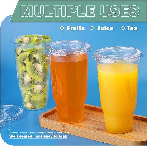 Miniatura 10 de Giwrmu 50 tazas de postre de plástico transparente de 8 onzas con tapa de cúpula, tazas desechables para helado y tazas de parfait, vasos de