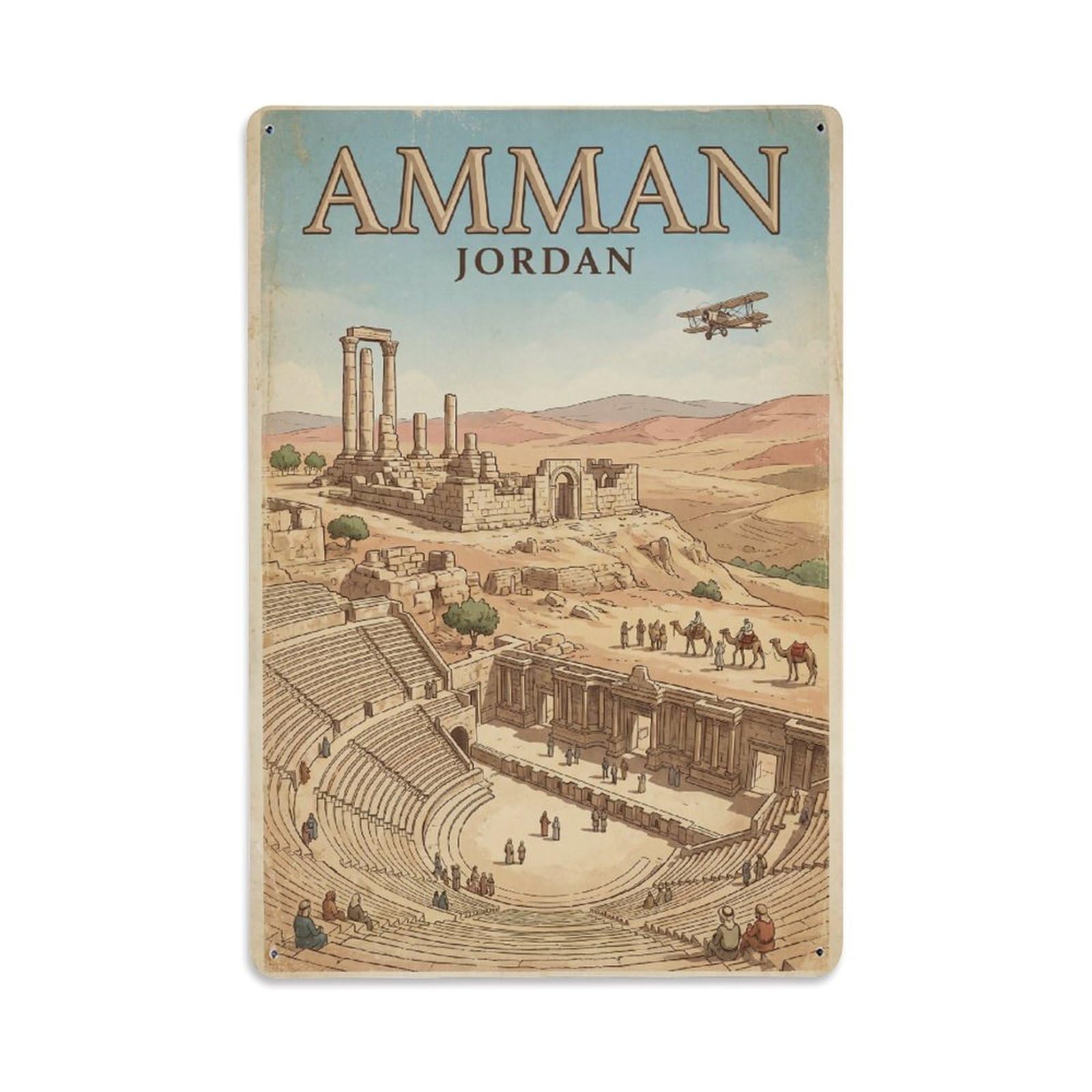Gead 8X12inch Style Jordan Amman Travel Retro Metal Tin Sign