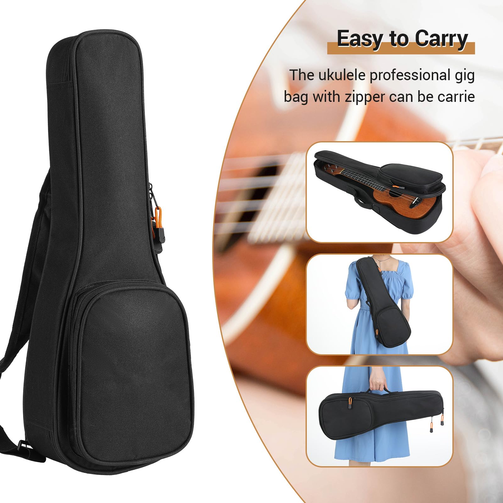 Ukulele Kinder Erwachsene Anfänger, 21 Zoll Sopran Ukulele Handcraft, Mahagoni Holz Hawaii Gitarre mit Saiten Gurt Plektren Professioneller Gigbag, Kleine Instrument Kindergitarre ab 6 jahre, Braun