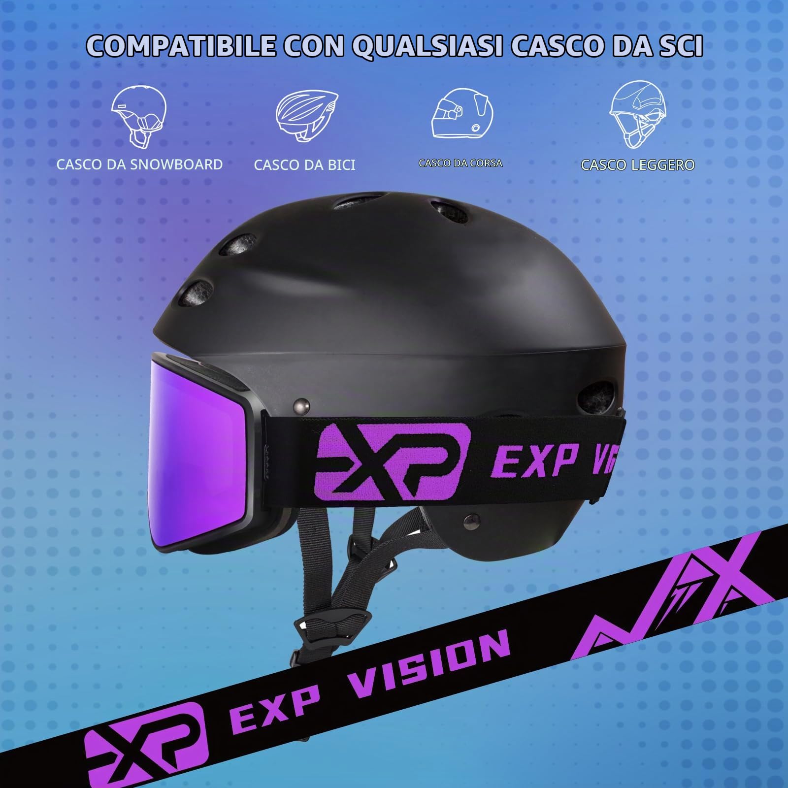 EXP VISION Occhiali da sci Anti Fog Genitore-Bambino di occhiali da neve Protezione UV OTG Occhiali da snowboard per giovani, ragazzi, ragazze, uomini, donne