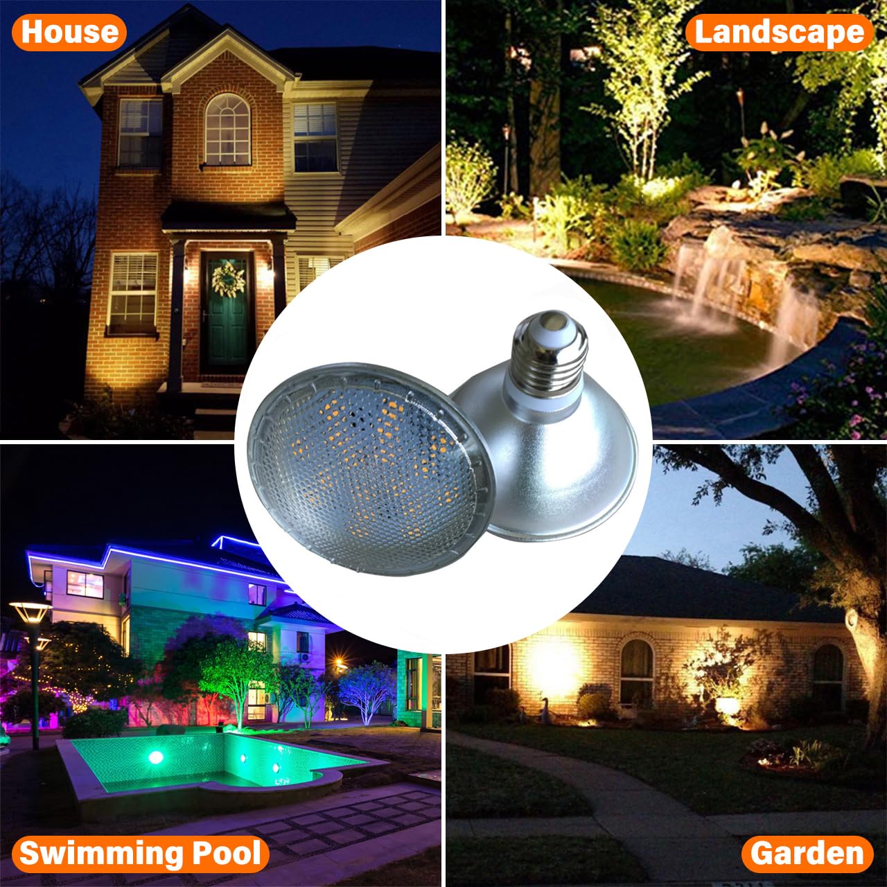 Bombillas LED PAR30 de 12 W, bombilla regulable de 1200 lm, ajuste de brillo del 10% al 100%, base E26/E27, bombilla LED de cuello corto Par30 (8 piezas)
