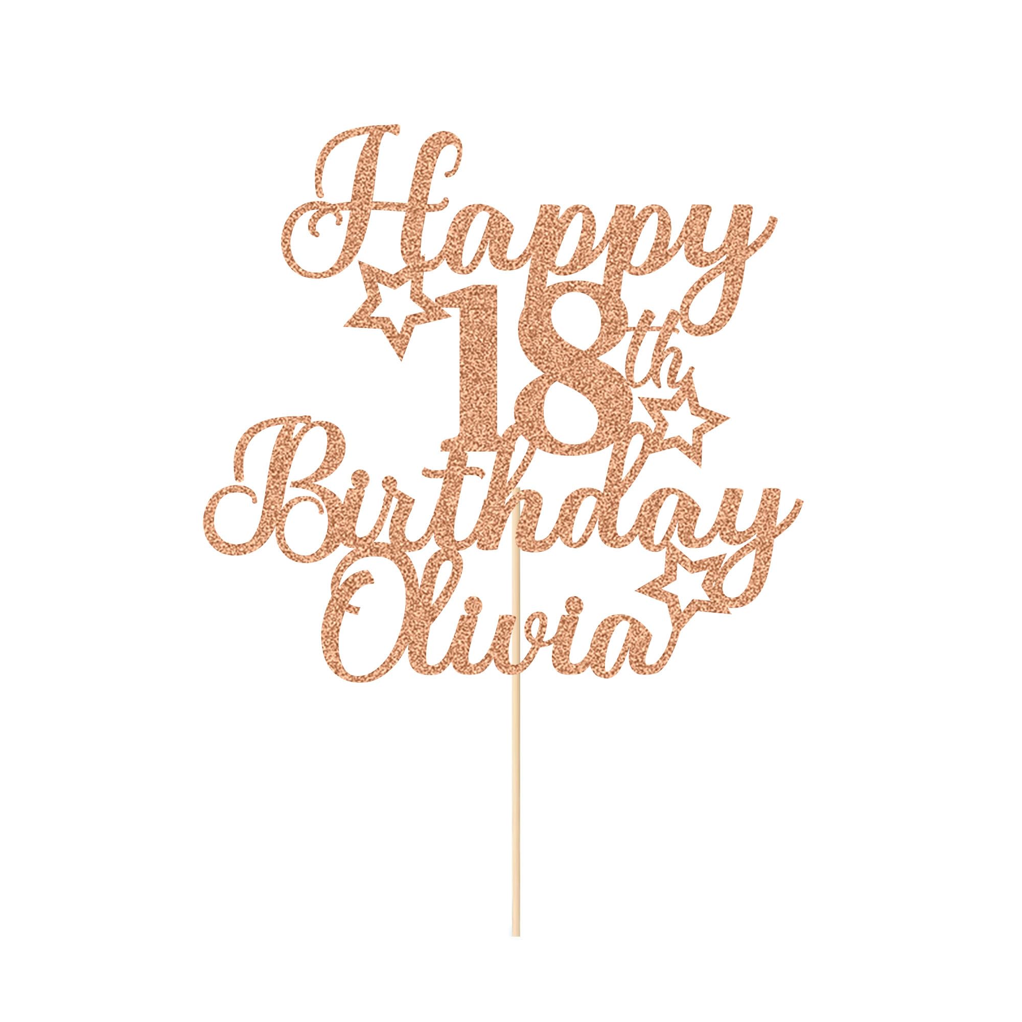Personalised Happy Birthday Cake Topper Party Cake Decoration Customised with Any Age Name Cake Toppers for Men Boys Women Girls 16th 18th 20th 21st 30th 40th 50th 60th(Rose Gold) โ image 1