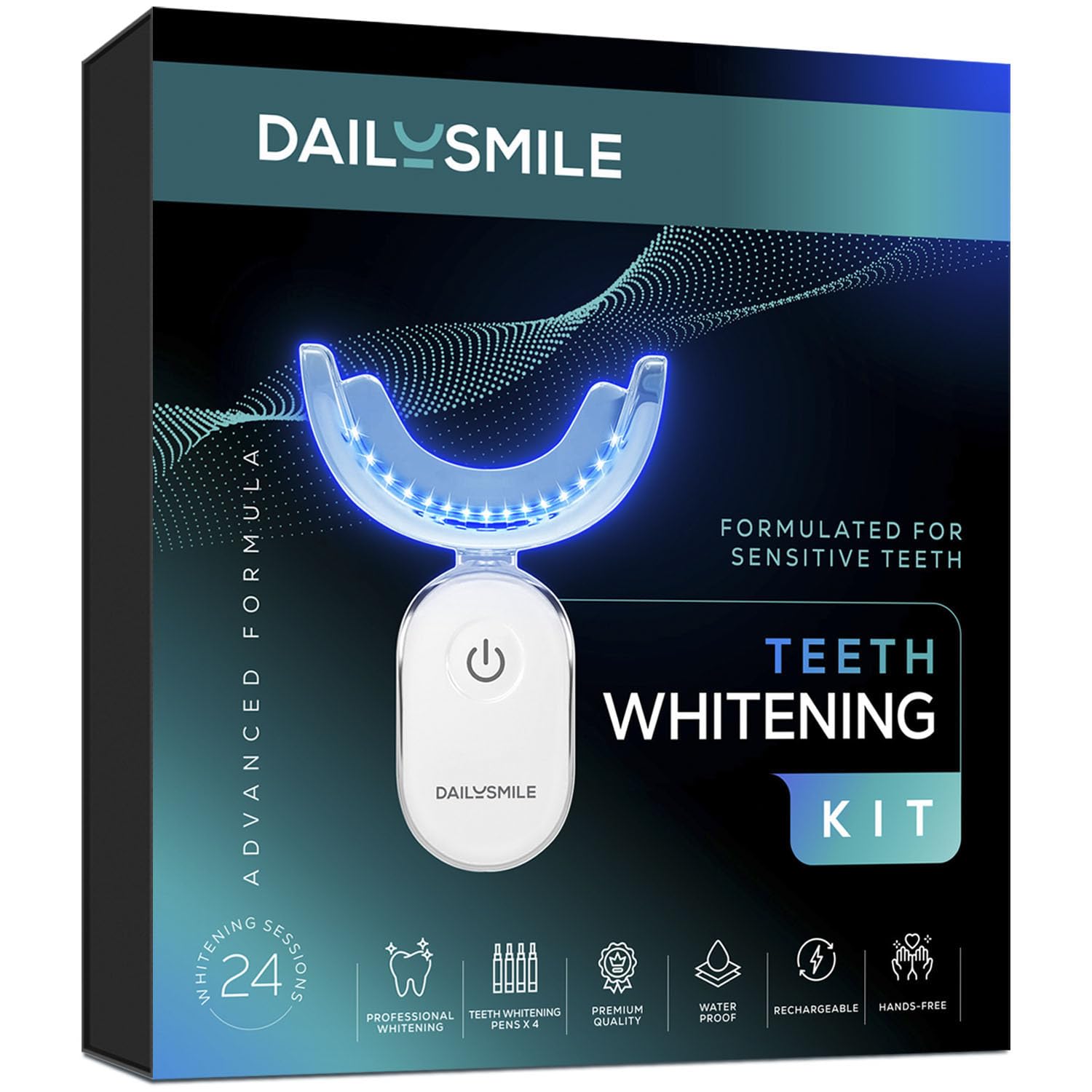 Premium 10-Min Teeth Whitening Kit for Sensitive Teeth, Helps Remove 20 Years of Stains, Teeth Whitening Strips Alternative, Waterproof 28X LED Teeth Whitening Light, 4 Teeth Whitening Pen