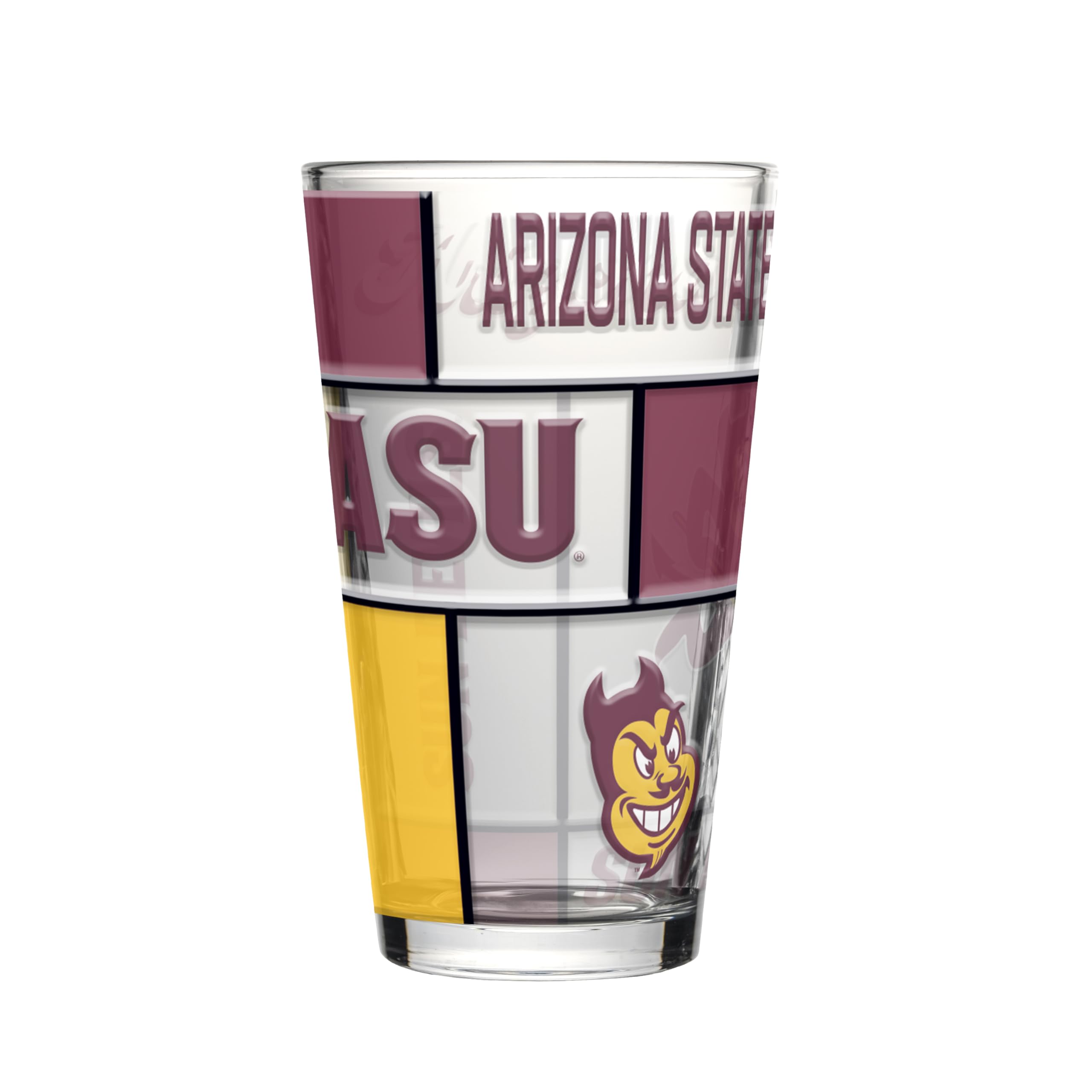 Logo Brands NCAA oz Stained Glass Pint Glass - 3D Embossed Logo &amp; Bold Team Colors – Durable Sports Fan Beer Glass for Home, Bar &amp; Tailgates