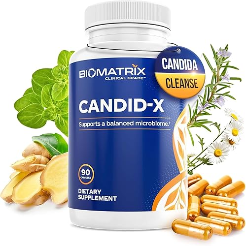BioMatrix Candid-X - Limpieza intestinal con berberina, orégano, caprilato de sodio, manzanilla, jengibre, PAU D'arco, suplemento digestivo para