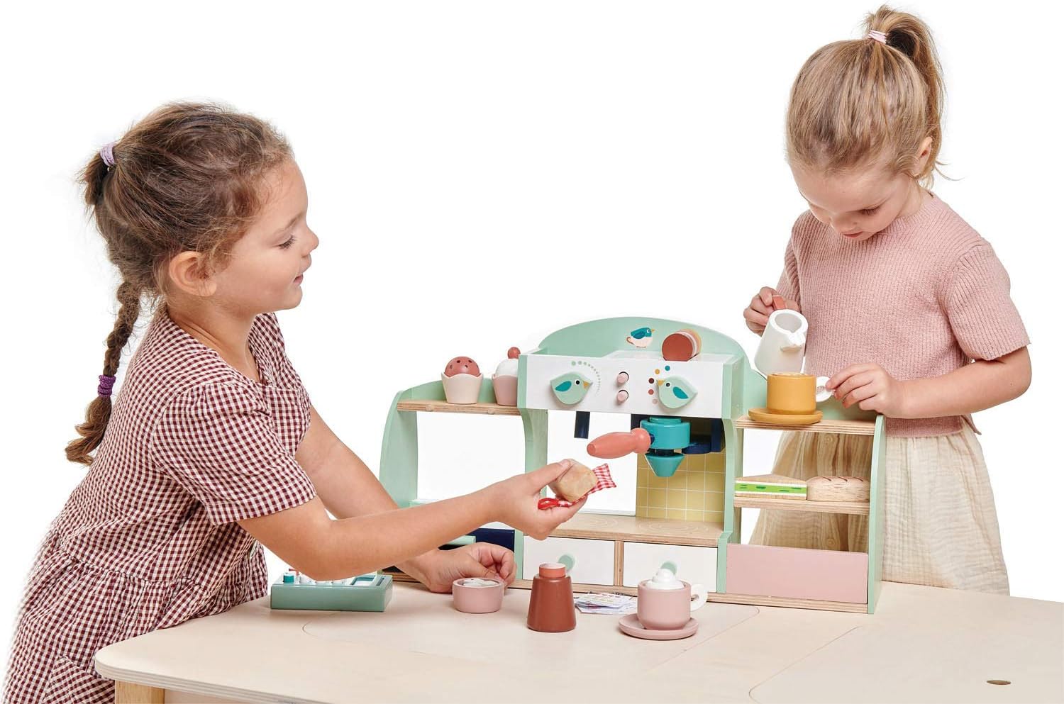 Tender Leaf Toys - Bird's Nest Café - 40 Pcs One-Stop Pretend Play Coffee Shop for Kids, Bakery and Cafe Set with Accessories - Promote Imaginative and Social Skills Development - Age 3+