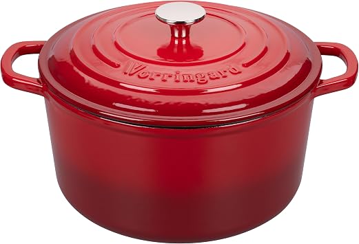 VORRINGARD Enameled Cast Iron Dutch Oven Pot with Lid, for Sourdough Bread Baking, Round Dutch Ovens, 4.5 Quart, Red