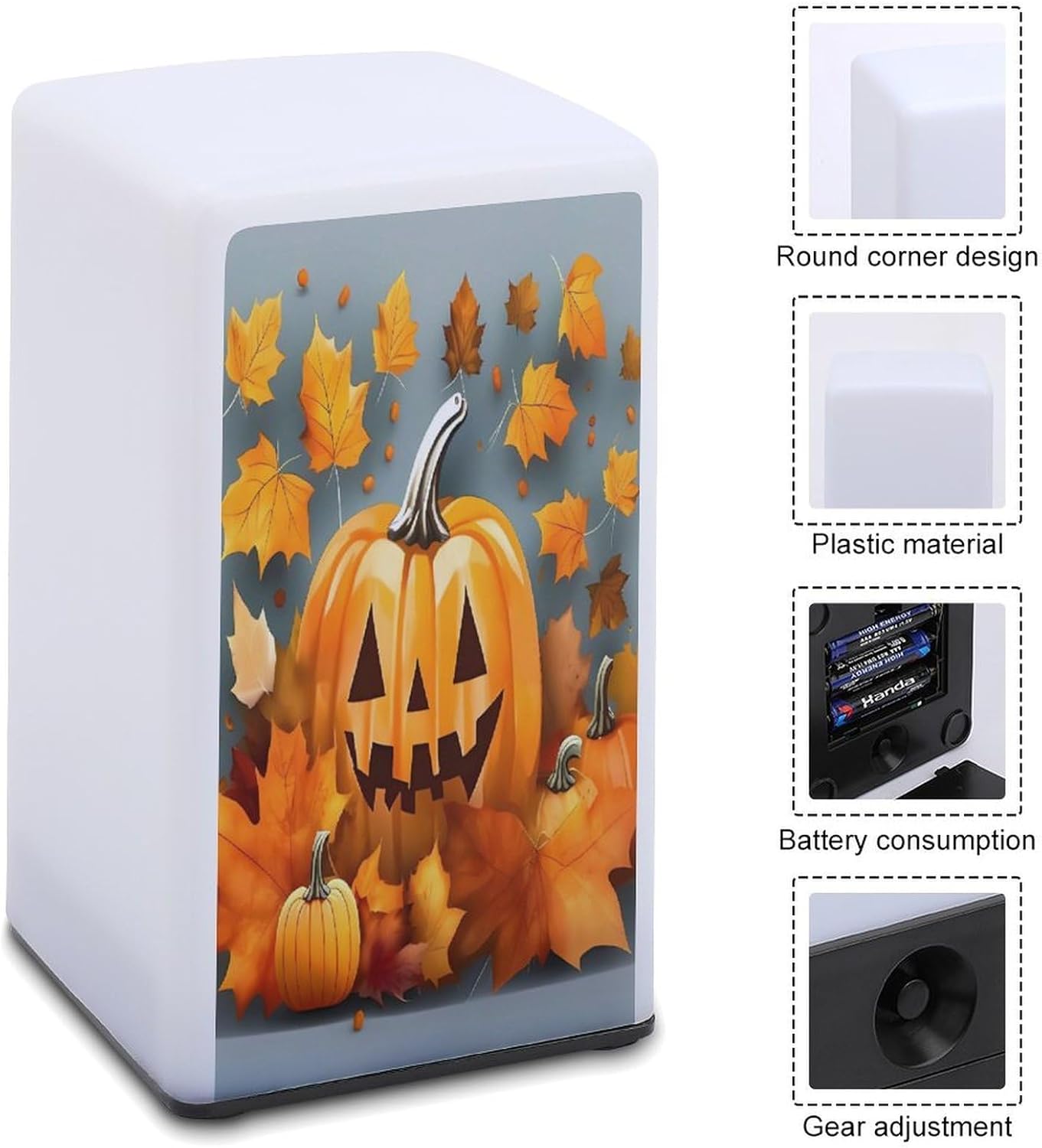 Cordless Night Light Battery Powered Dimmable Lamp for Reading Autumn Leaves Thanksgiving Day Pumpkin Small Desk Lamp for Bedroom Living Room Office