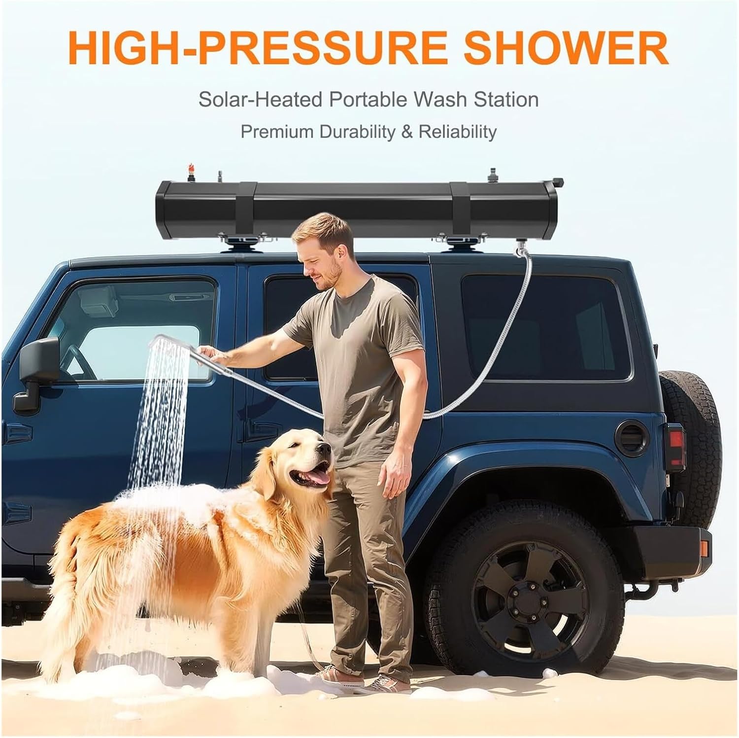 Portable 30L Road Shower – Solar Heated for Truck & RV