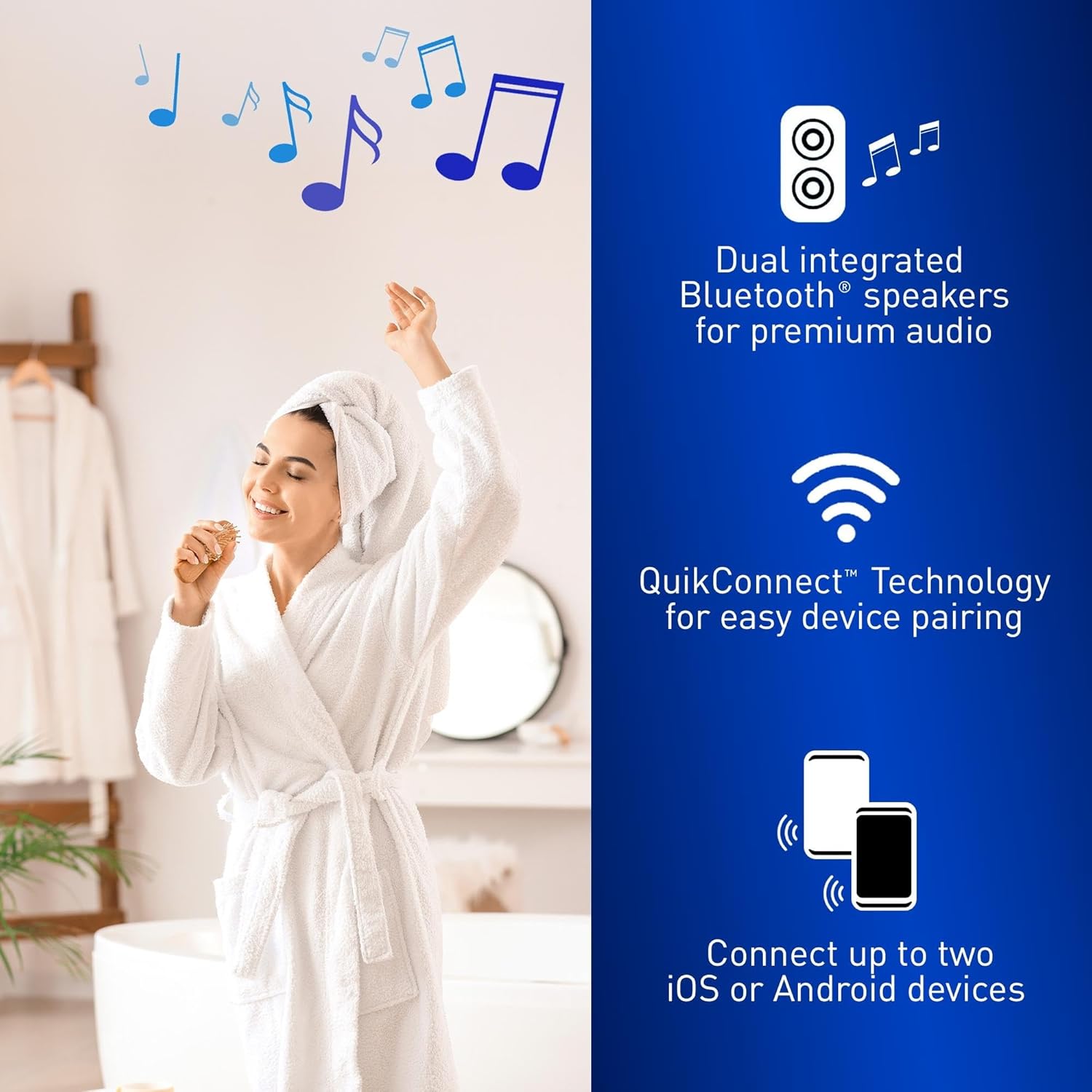 Panasonic WhisperFit DC Ventilation Fan with Dual Bluetooth Speakers, 50/80/110 CFM, Quiet, ENERGY STAR®, FV-0511VFBL1