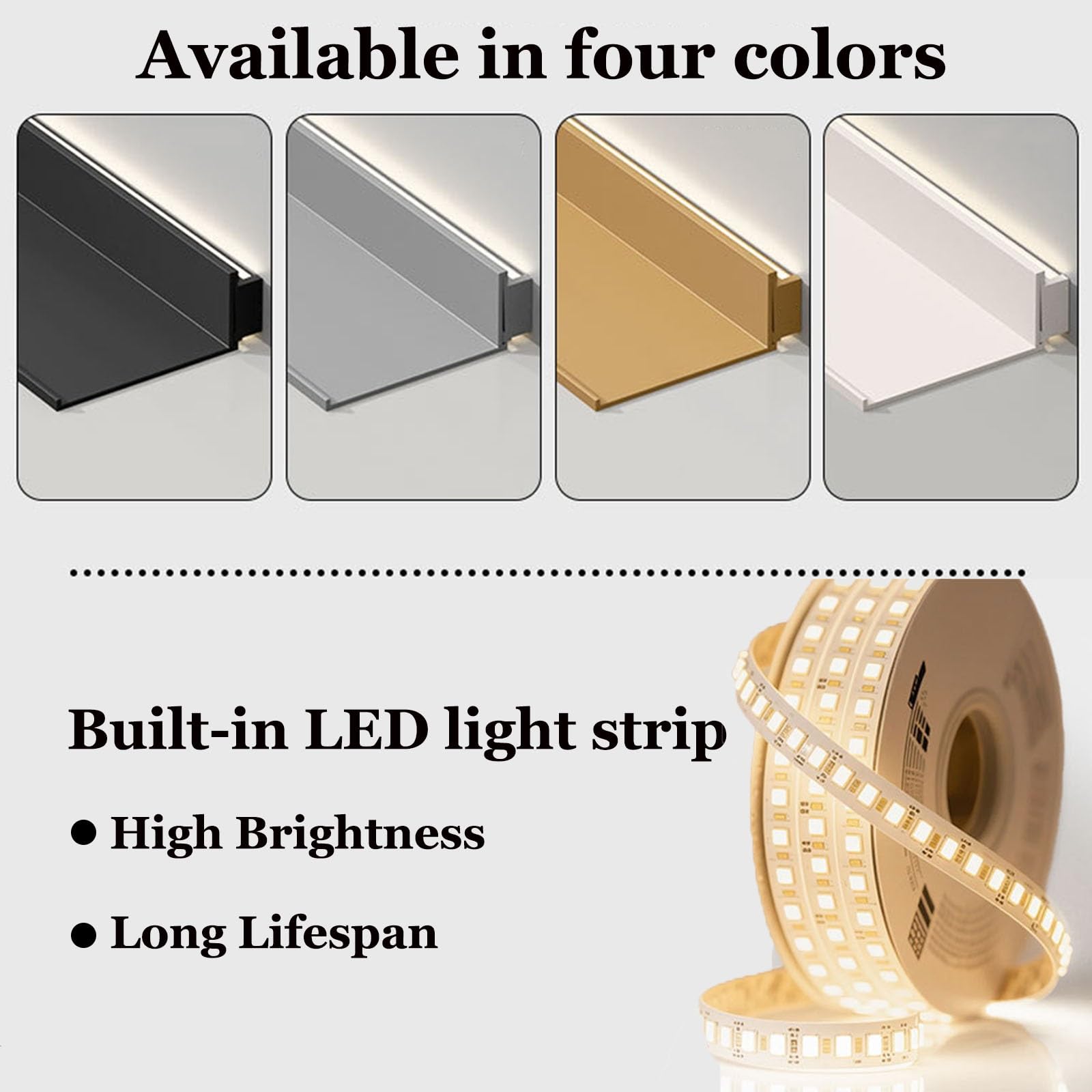BVCL Scaffale da Parete in Metallo LED, Mensola Sospesa | Per Soggiorno Camera Da Letto Bagno Illuminazione Integrata Luminoso Arredamento d'interni Portabott(Gold,60cm)