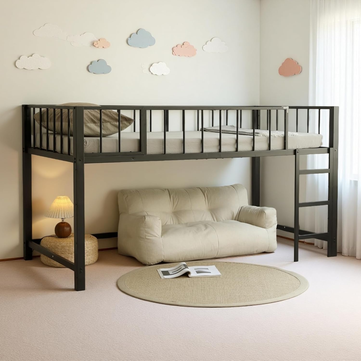 ロフトベッド パイプベッド シングル 耐荷重150kg 高さ130cm システム