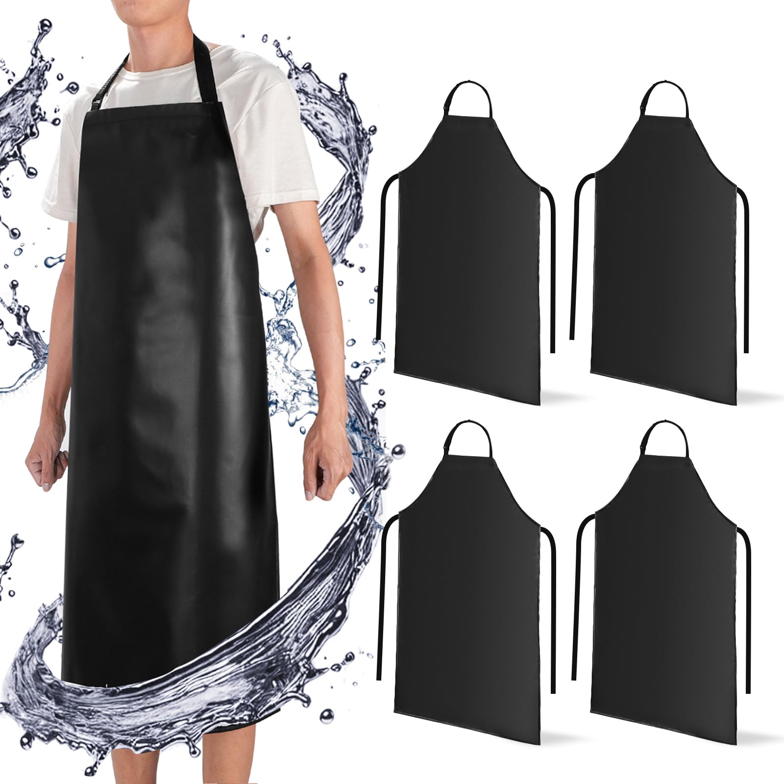 GoldPigRubber Apron,40 Inch 4pack/2pack Waterproof Apron,Chemical Resistant Apron,Adjustable Aprons for Butcher,Barbecue