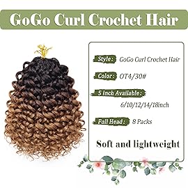 Vomella GoGo Curl Crochet Hair 8 Packs Water Wave 10 Inch Curly Crochet Hair for Women Short Beach Curl Synthetic Deep Twist Extensions(OT4/30)