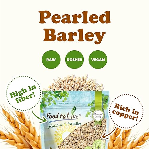 Miniatura 5 de Cebada perlada, 15 libras  Cebada descascarada procesada, grano de cereal, kosher, vegano, a granel. Cocina más rápido que la cebada descascarada.