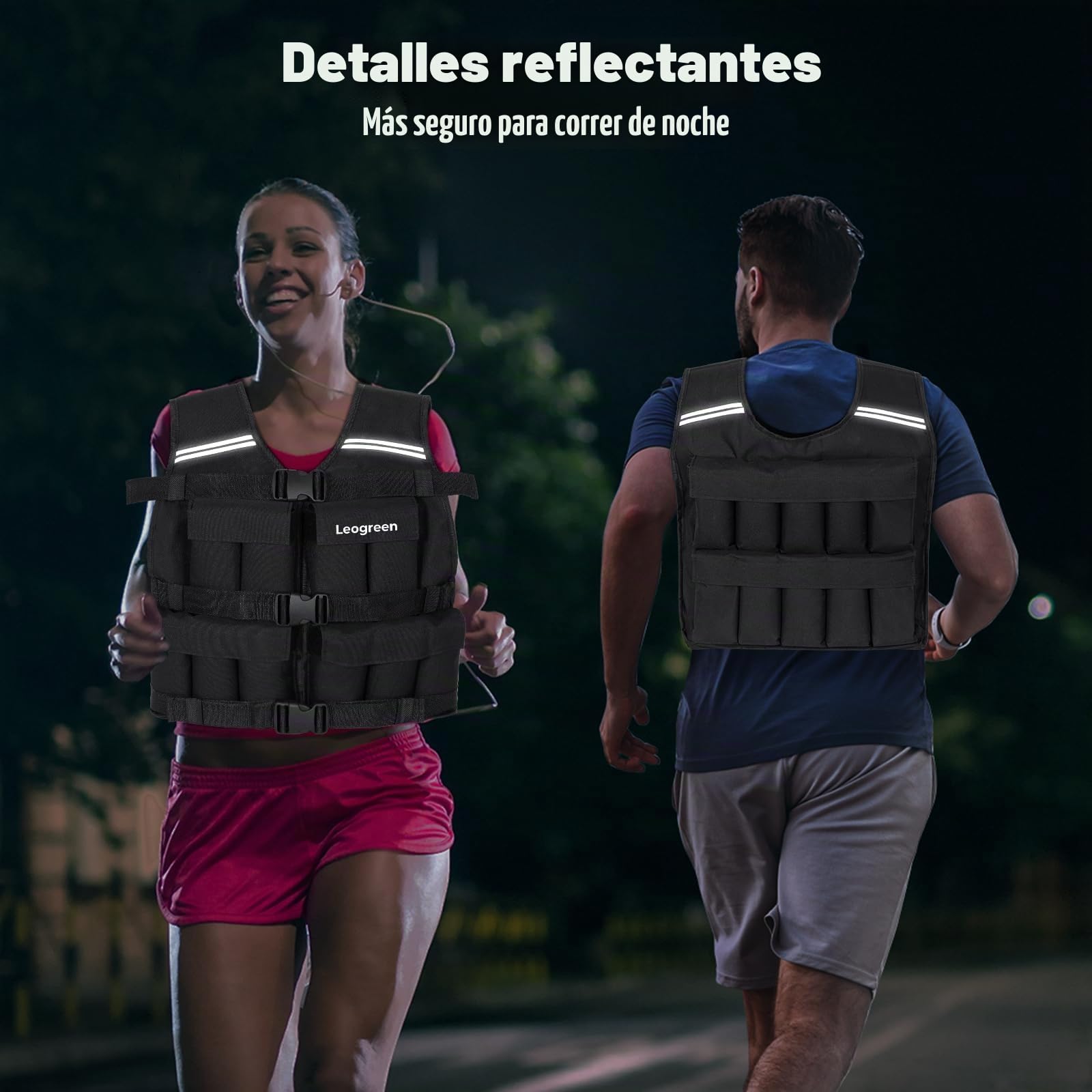 Leogreen Chaleco Lastrado 10kg/20kg, Chaleco de Entrenamiento Con Pesas Ajustable con 20 paquetes de peso Extraíbles, banda reflectante, para Correr, entrenamiento de fuerza