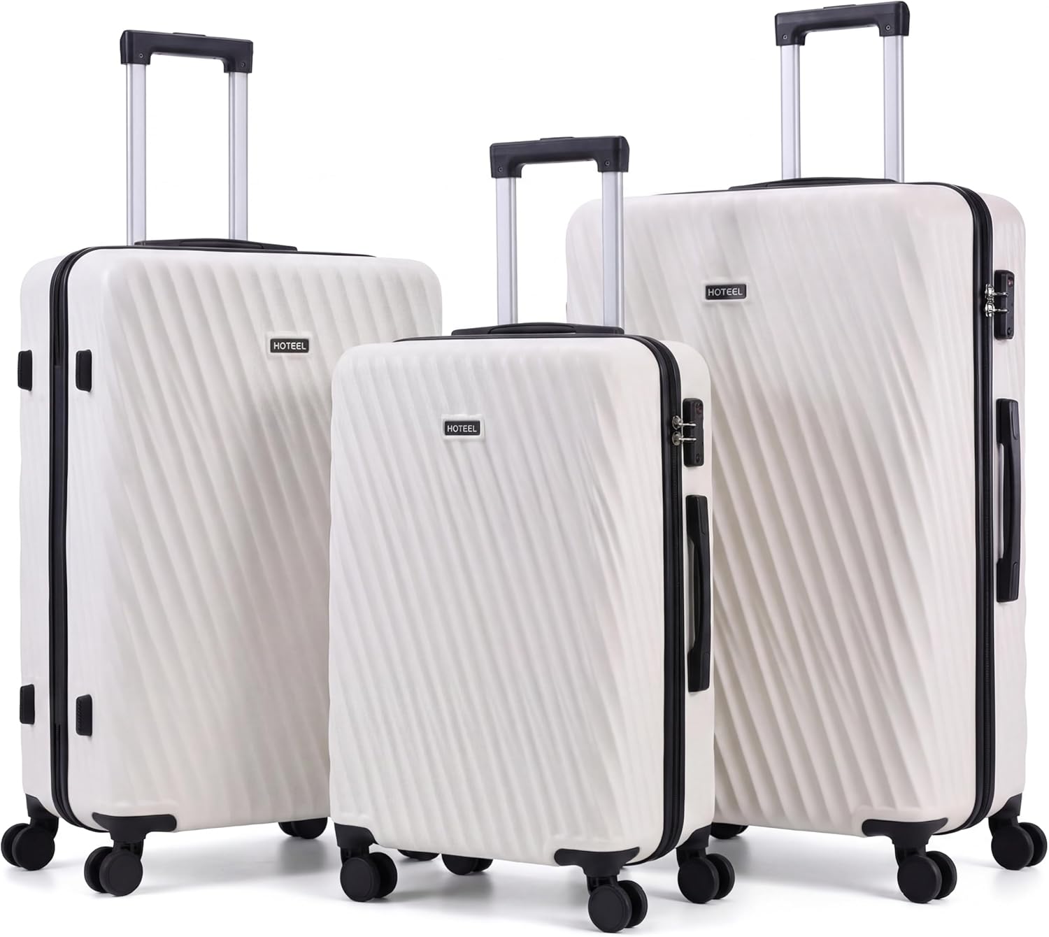 Hoteel Luggage Sets 3 Piece Hardside, 4-Year Warranty, Luggage Set with Spinner Wheels, TSA Lock, Wet/Dry Separation Compartment, Lightweight Carry on Luggage, 20"/24"/28" Suitcase, Beige