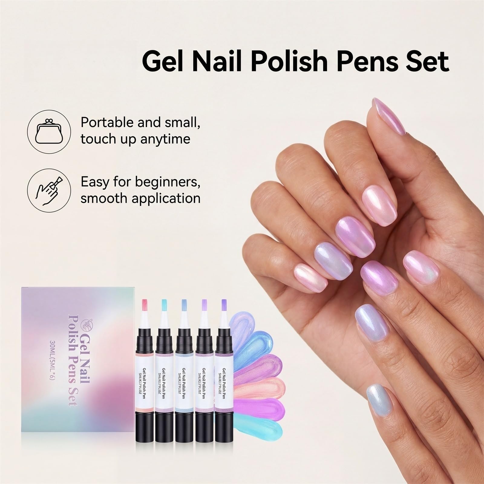 Nagellack-Set, schillernd, 6 Farben, magnetischer Effekt, langanhaltend, schnell trocknend, ohne Lampe