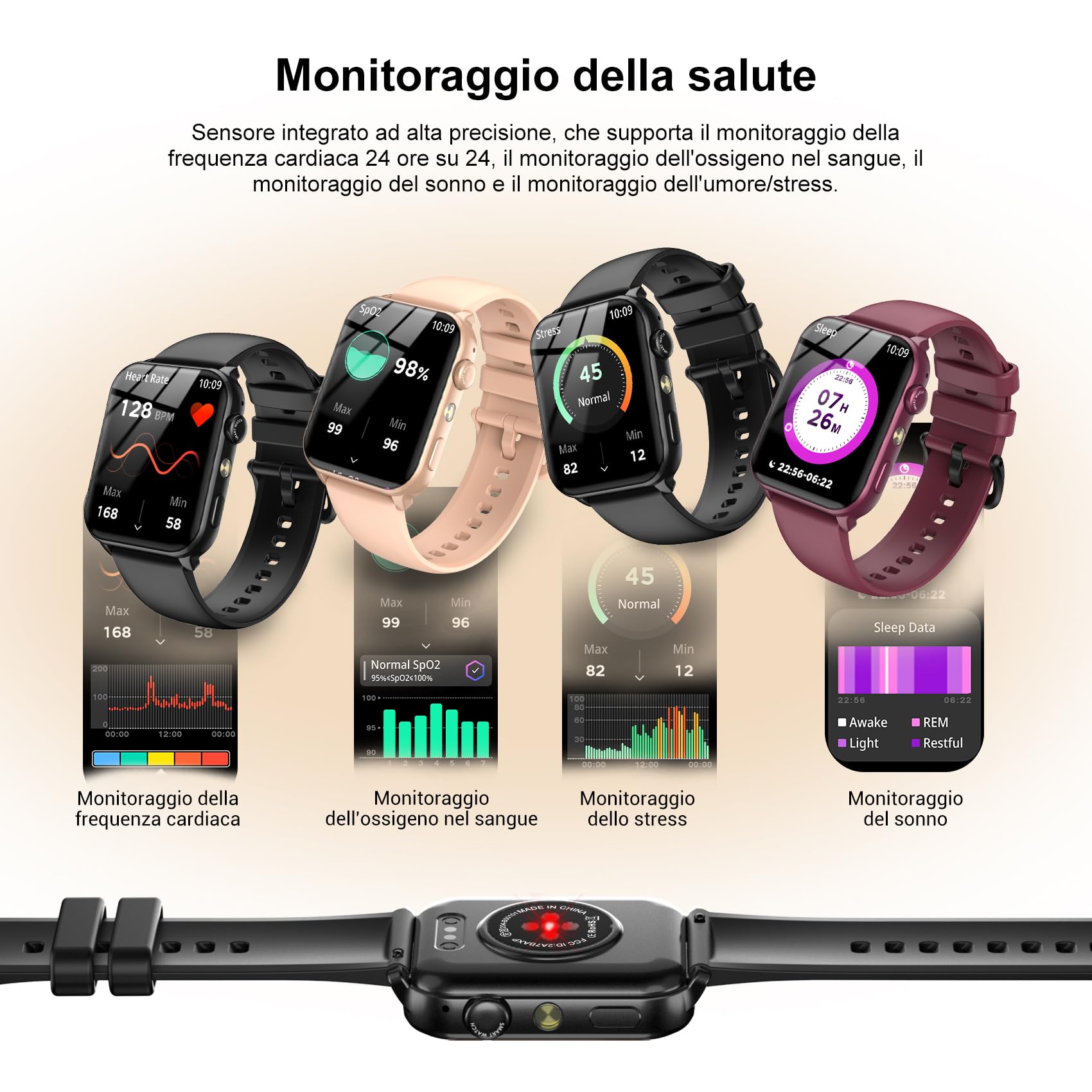 Smartwatch Donna, Orologio Smartwatch Intelligente con LED Torcia, Effettua/Risposta Chiamate, DIY Quadranti, 2 Cinturini, Contapassi, Monitor Sonno, Smart Watch Impermeabile IP68