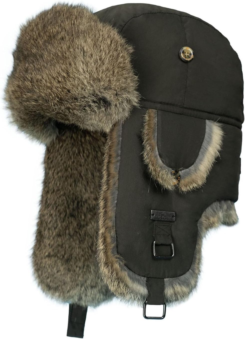 Fur Winter Trapper Hat,100% Rabbit Fur Aviator Ski Trapper Trooper Pilot Hat,Snow Eskimo Hat