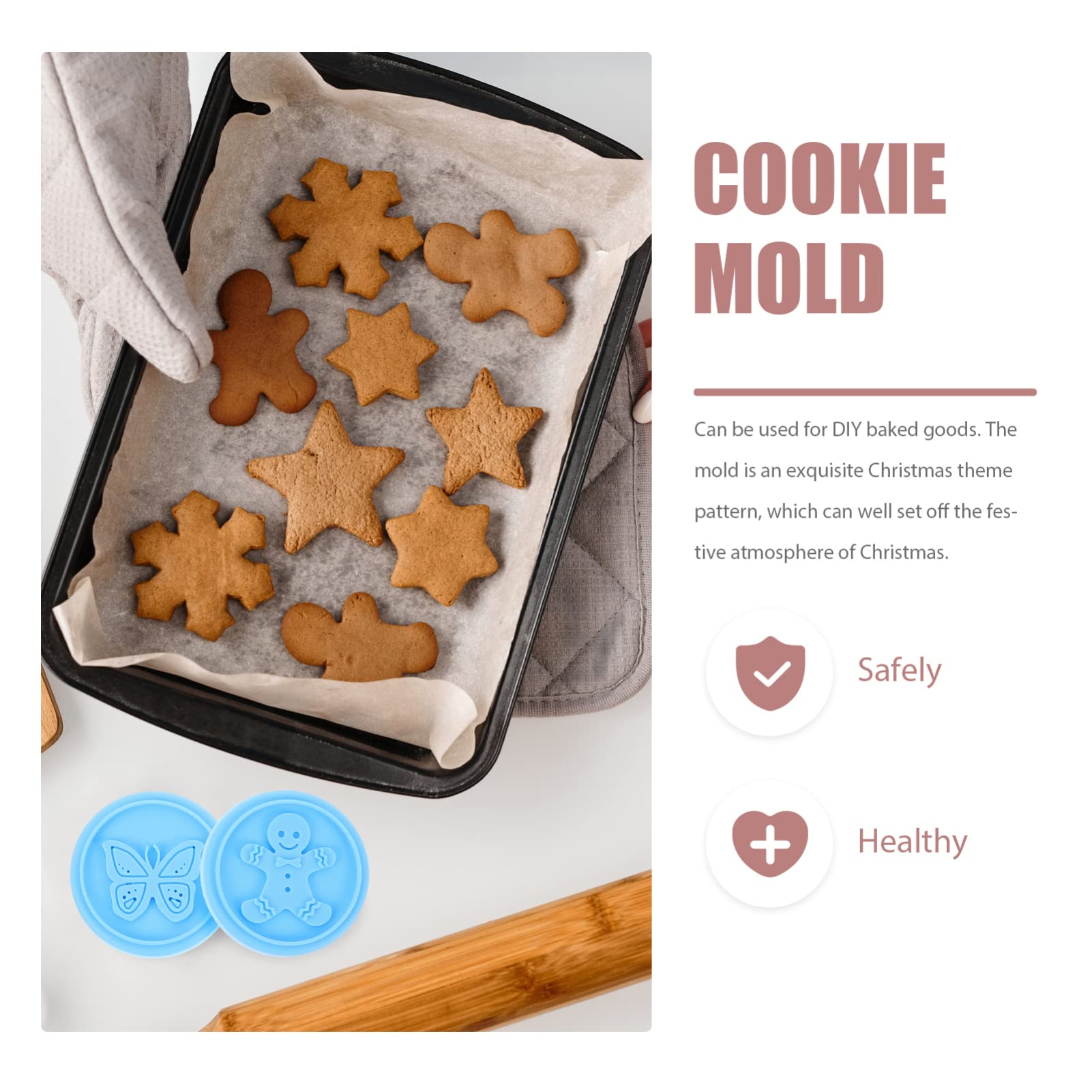 Cabilock 3 Juegos Molde De Galleta En Pan De Jengibre Revestimientos Pastel Sellos Cortadores De Galletas Navideñas Estera Día Festivo Equipo Acero Inoxidable Blue 6 Piezas * 3