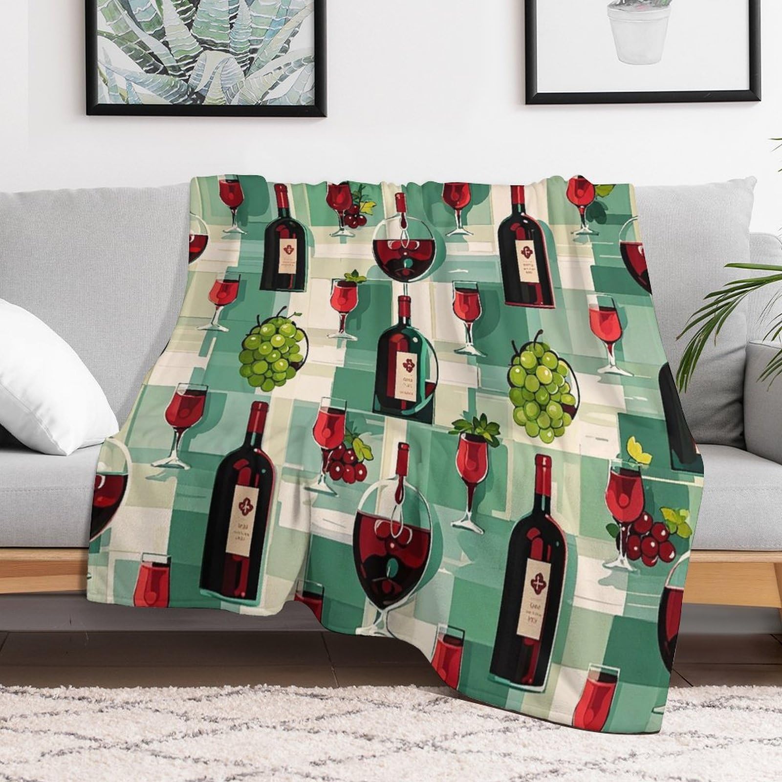 Couverture micro polaire douce pour soirée vin et détente sur canapé