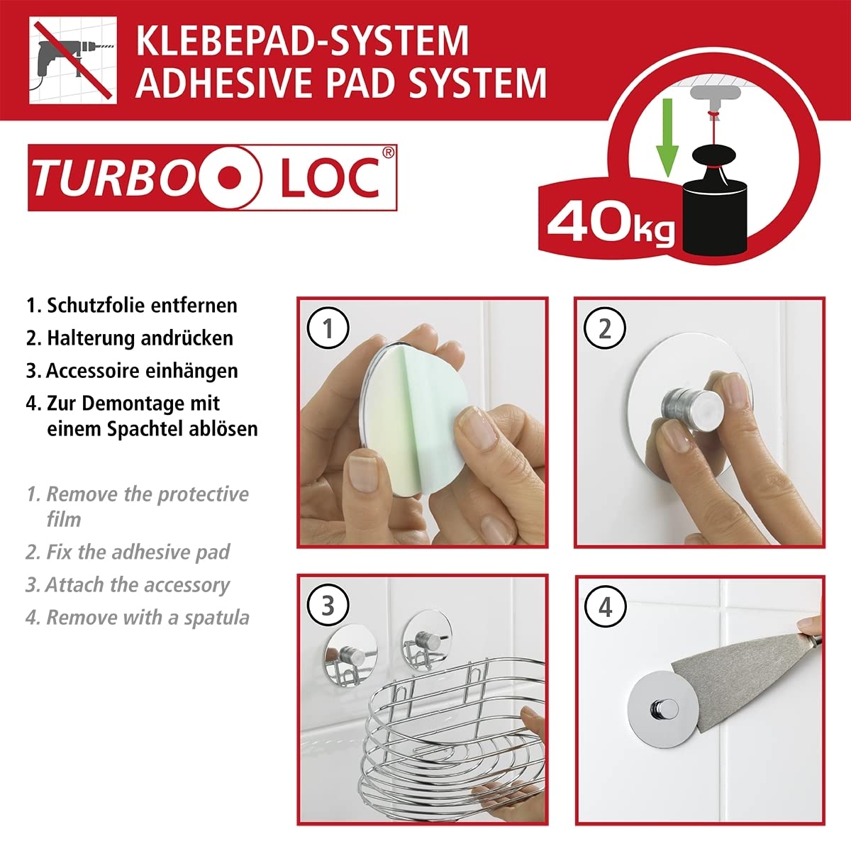 Wenko Turbo-Loc Soporte para Secador, Acero, Plateado, 11.5x14x7.5 cm