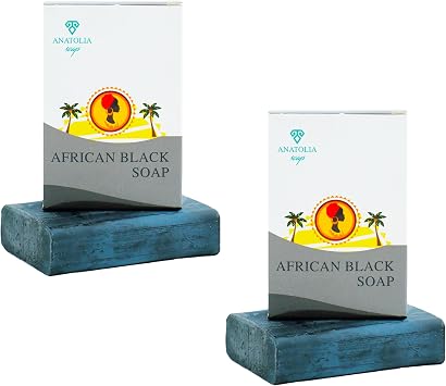 Anatolia Soap 1978 African Black Soap Cleans Skin Pores Pharmacy, Acne, Makeup Remover, Natural Healing and Cleansing Your Skin 2 Pieces.