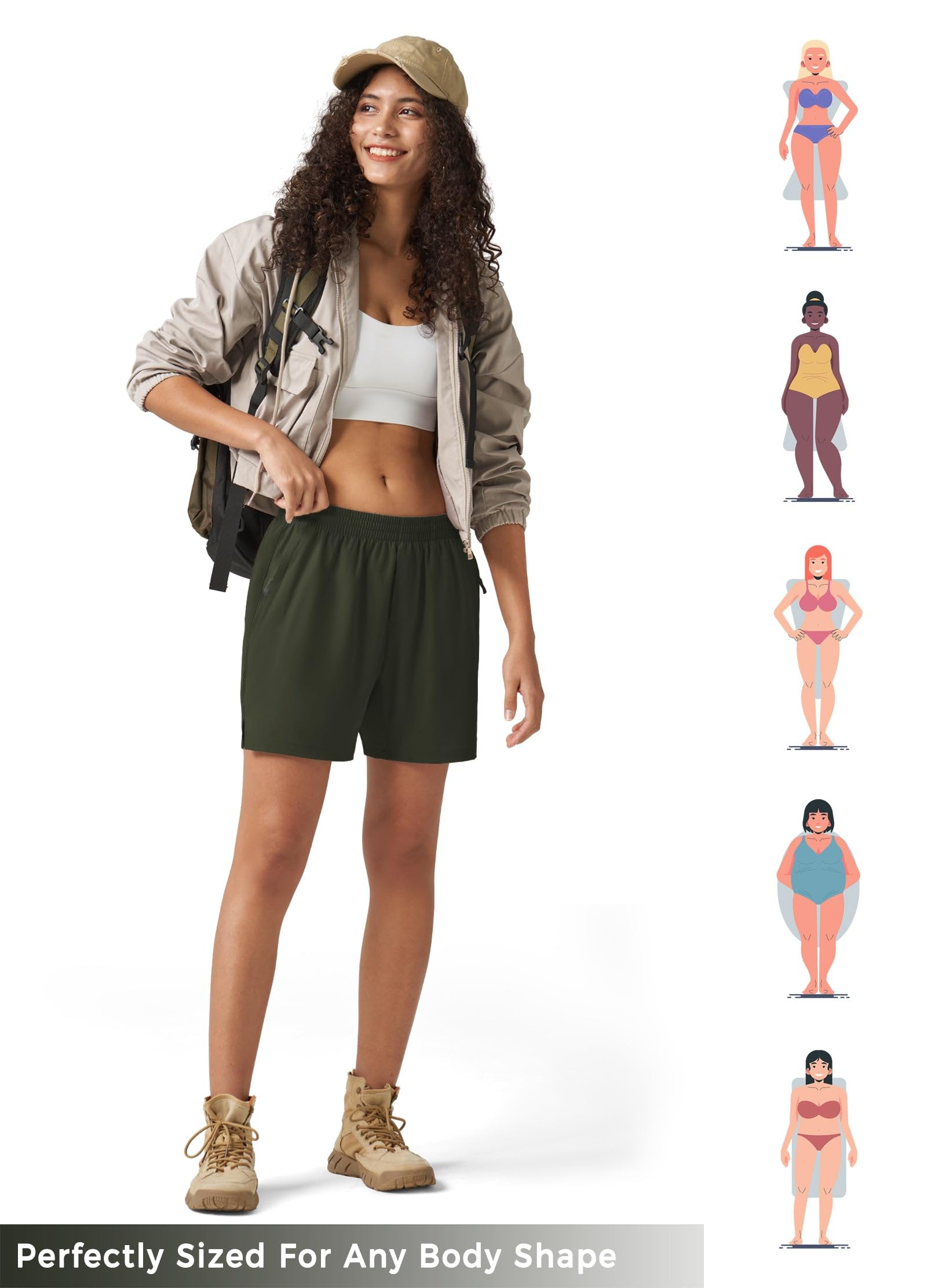 WILLIT Pantaloni corti da trekking da donna, sportivi, ad asciugatura rapida, leggeri, per attività all'aria aperta, trekking, con tasche